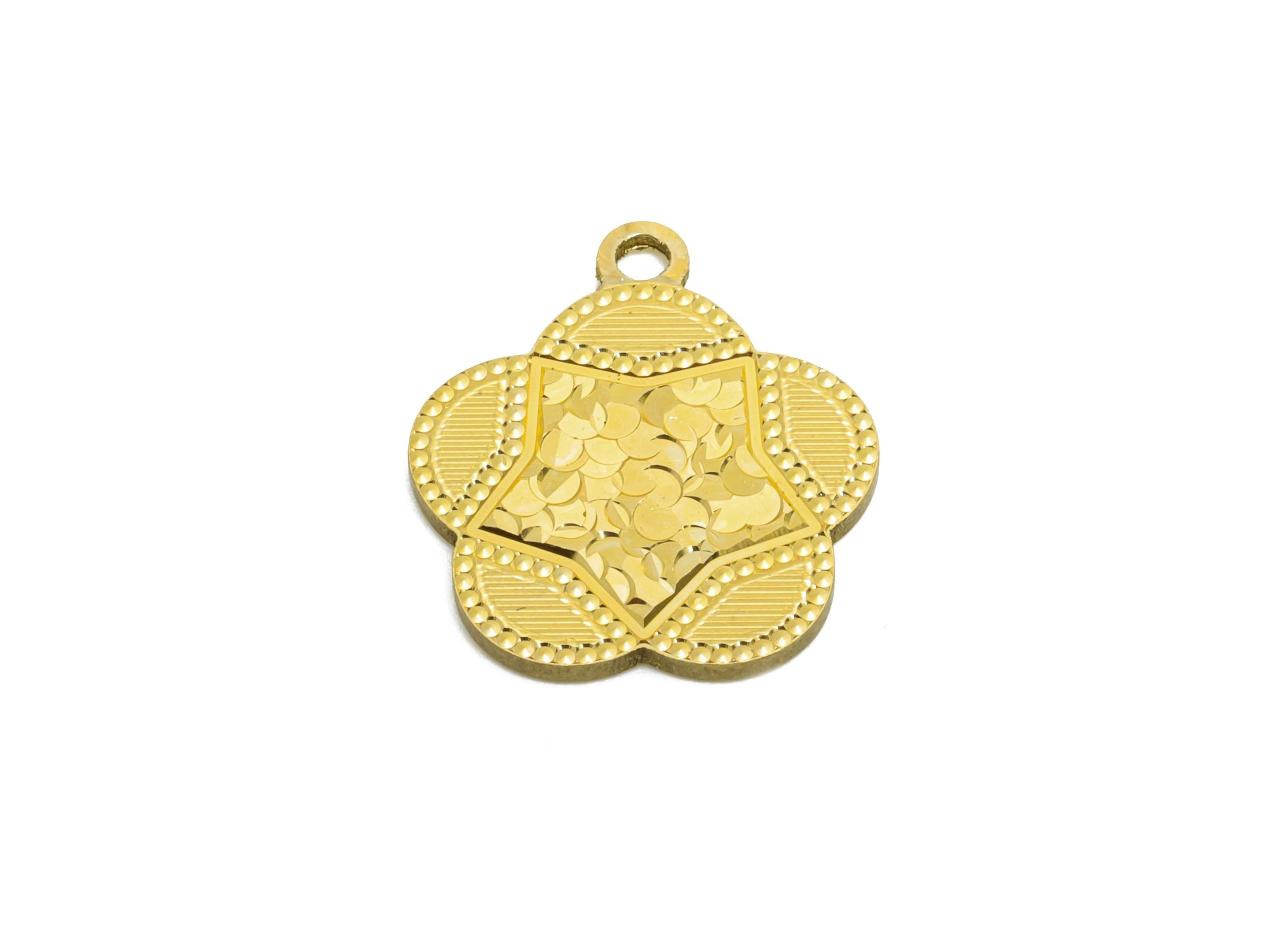 Brass Daisy Earring Charm - Raw Brass Textured Floral Charm - Vintage Shiny Charm - Textured Laser Cut - Artistic Jewelry -16x14x1mm-PP11152 - DOMEDBAZAAR
