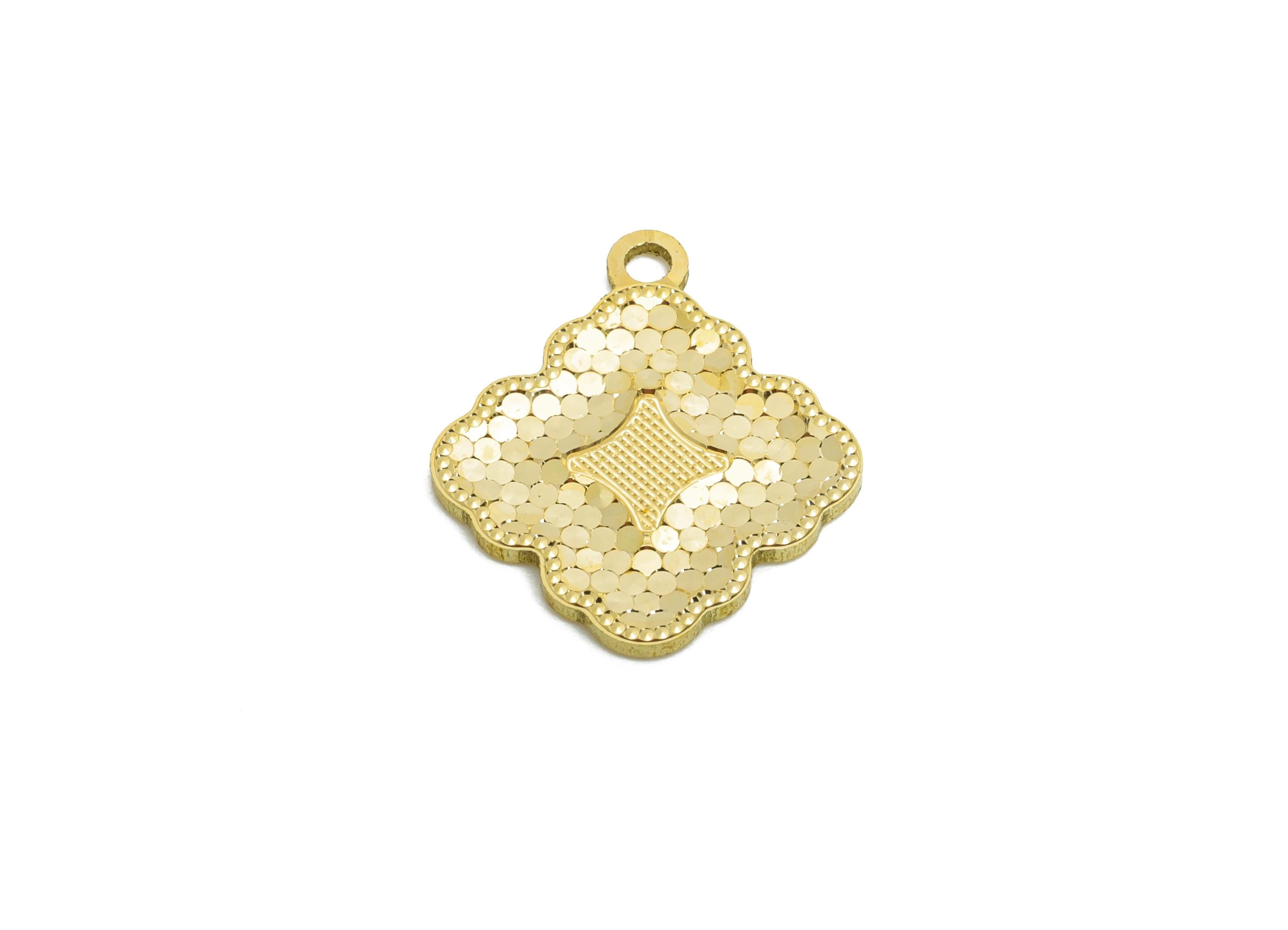 Brass Square Earring Charm - Raw Brass Textured Shiny Geometry Charm - Vintage Shiny Charm - Textured Laser Cut  - 16x14x1mm - PP11147 - DOMEDBAZAAR