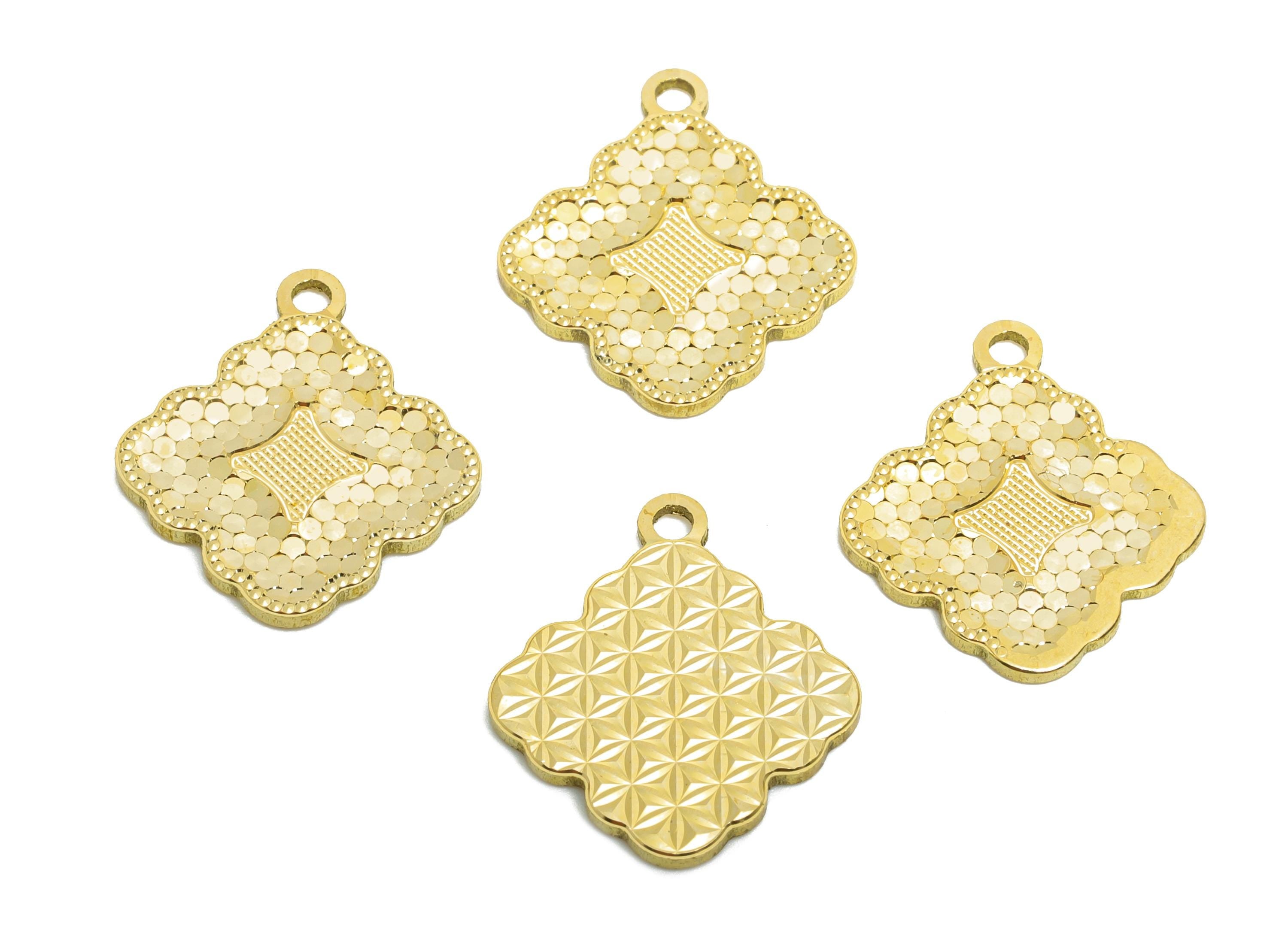 Brass Square Earring Charm - Raw Brass Textured Shiny Geometry Charm - Vintage Shiny Charm - Textured Laser Cut  - 16x14x1mm - PP11147 - DOMEDBAZAAR