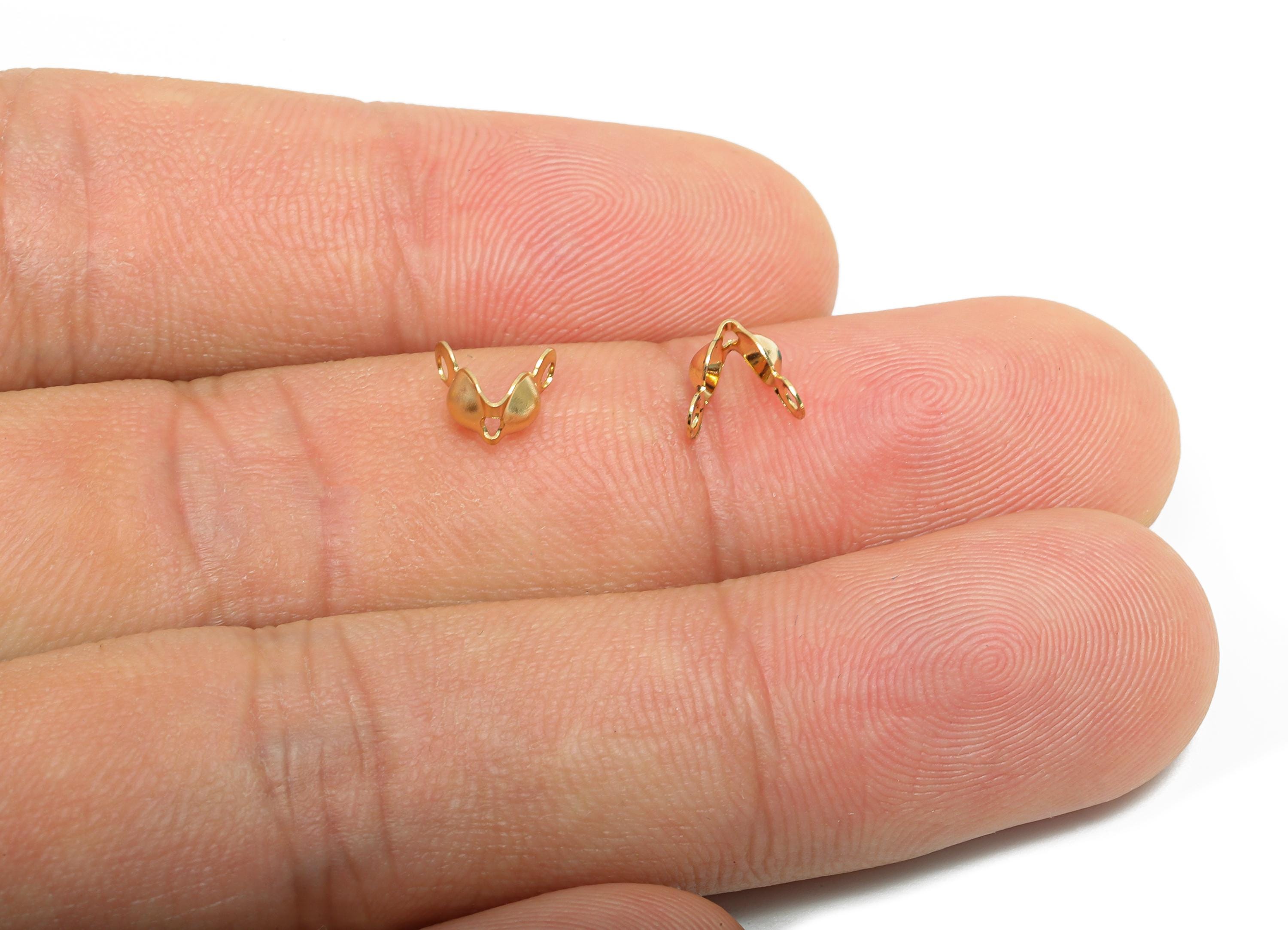 3.6mm Gold Crimp Cover - Brass Gold Bead Cover Component - Crafting Tools - DIY Jewelry Necklace - 18K Real Gold Plated - 13x3x1mm - RGP9371 - DOMEDBAZAAR