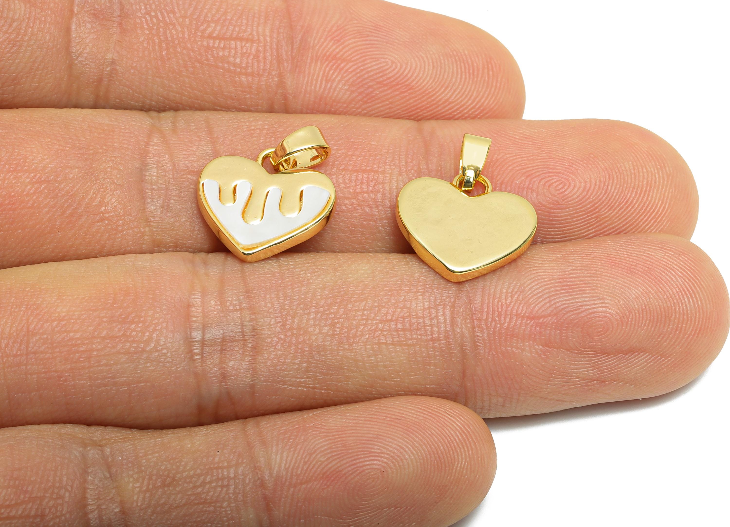 Brass Heart Pendant - Gold Heart Melting Seashell Pendant - Romantic Love Heart Jewelry - 18K Real Gold Plated - 13.2x13.82x1.71mm -RGP10636 - DOMEDBAZAAR