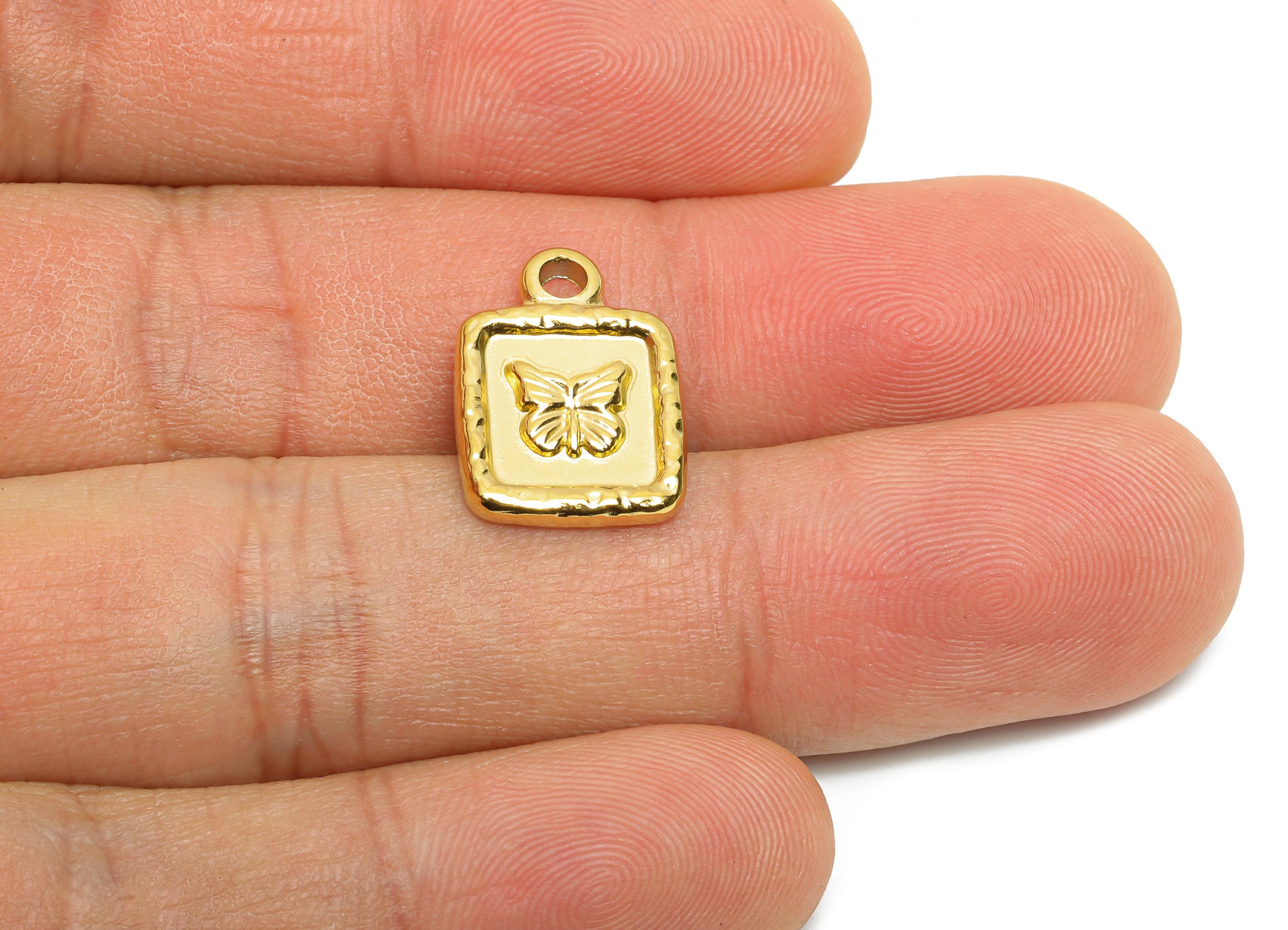 Stainless Steel Butterfly Charm - Elegant Butterfly Steel Pendant - Dainty Stainless Steel - Modern Square Pendant - 16x12x2mm - SS1656 - DOMEDBAZAAR