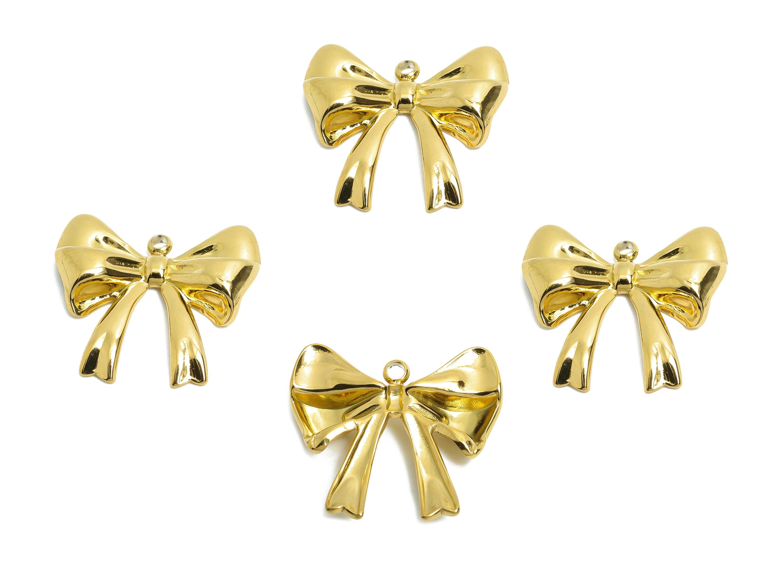 Stainless Steel Bowtie Charms - Elegant Bowtie Necklace Pendant - 316L Stainless Steel - Statement Steel Jewelry - 20.4x22.8x4.42mm - SS1608 - DOMEDBAZAAR