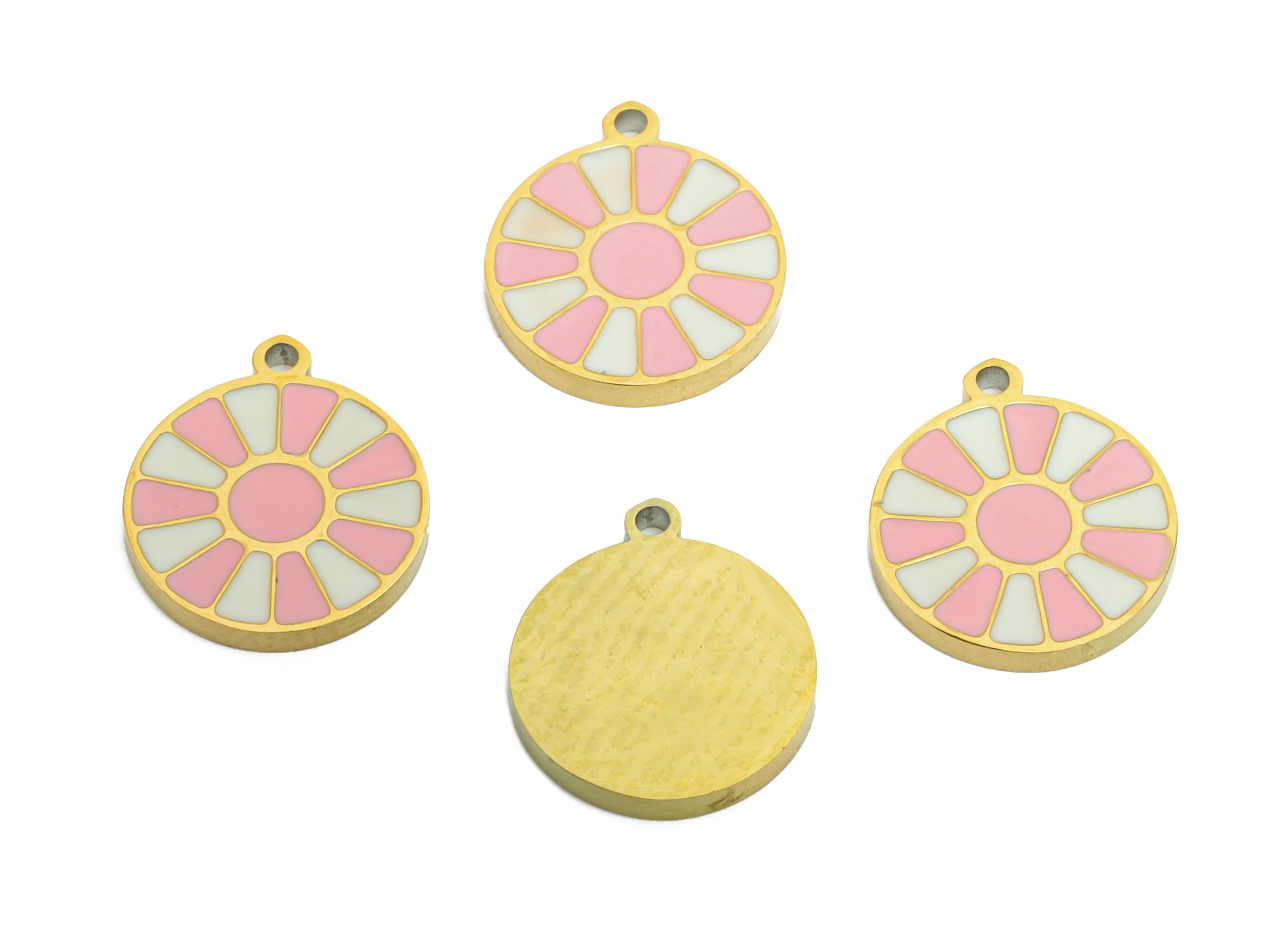 Stainless Steel Daisy Charms - Dainty Enamel Floral Pendant - Modern Flower Summer Pendant - Artistic Flower Jewelry  - 11x9.89x1mm - SS1636 - DOMEDBAZAAR