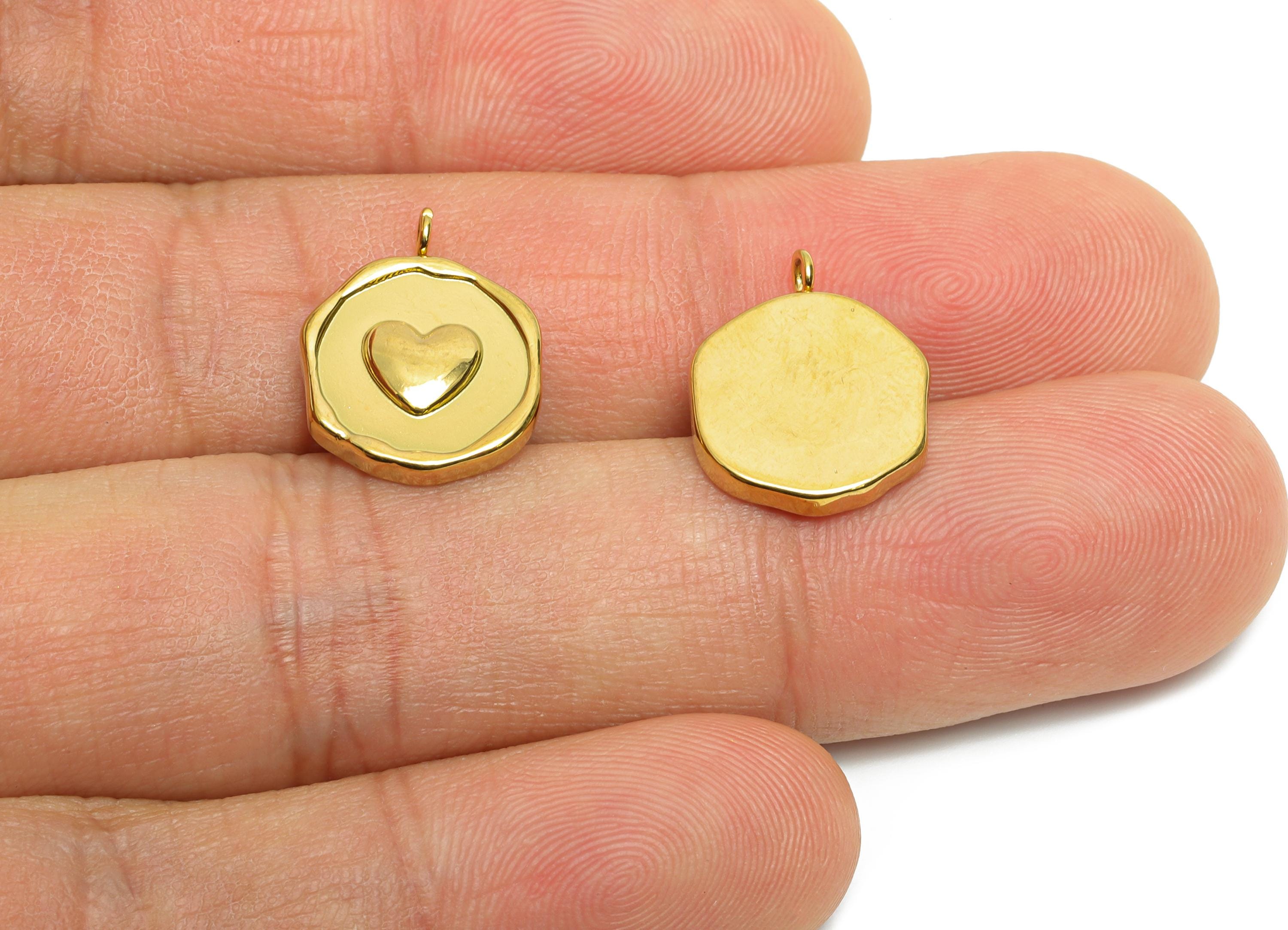 Stainless Steel Heart Charms - Textured Vintage Looking Pendant - Modern Wavy Heart Pendant - Minimalist Steel Jewelry - 16x12x2mm - SS1658 - DOMEDBAZAAR