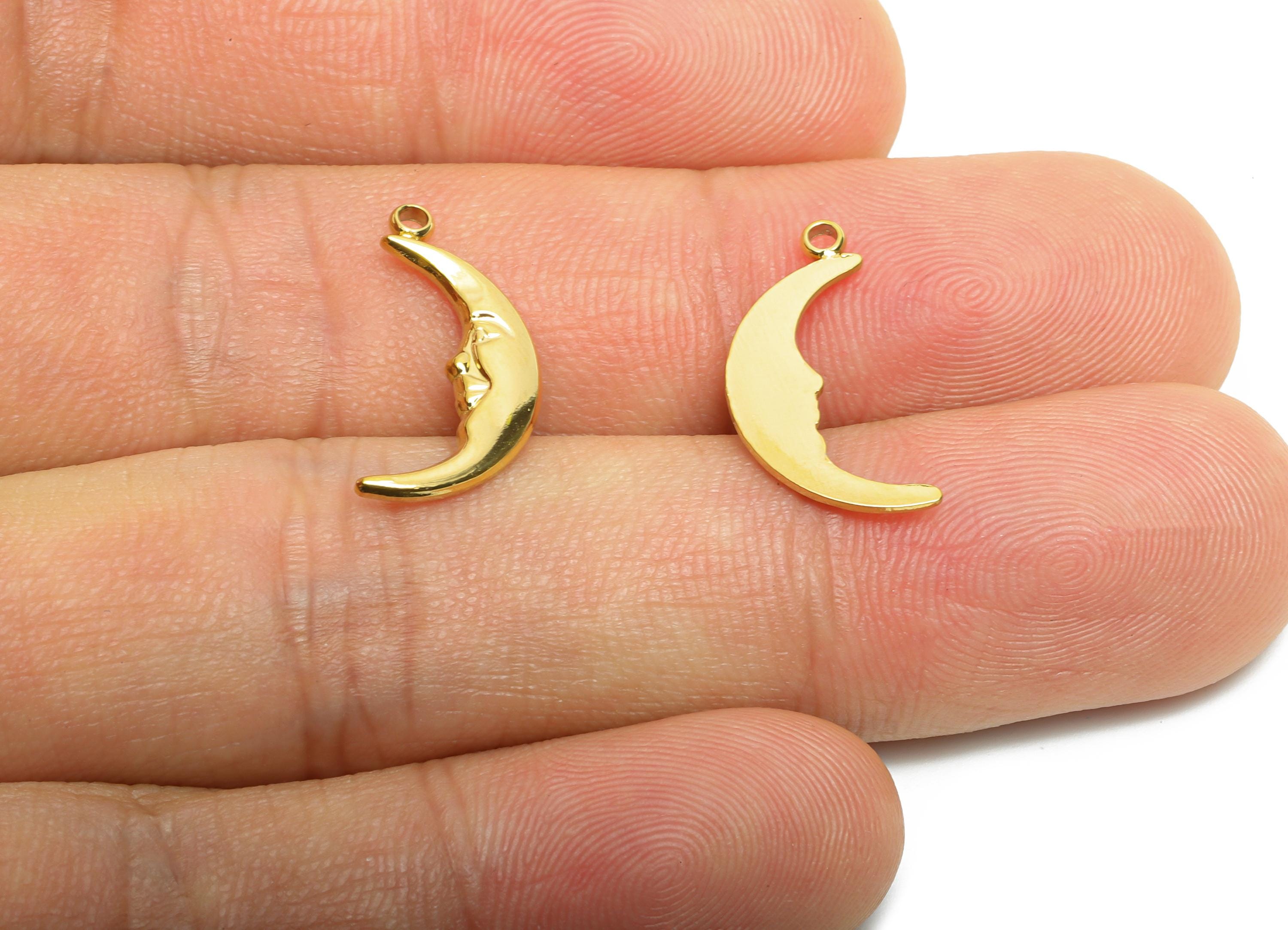 Stainless Steel Crescent Charms - Modern Celestial Moon Face Charms - 316L Stainless Steel - Minimalist Jewelry - 18.64x8.1x1.56mm - SS1650 - DOMEDBAZAAR