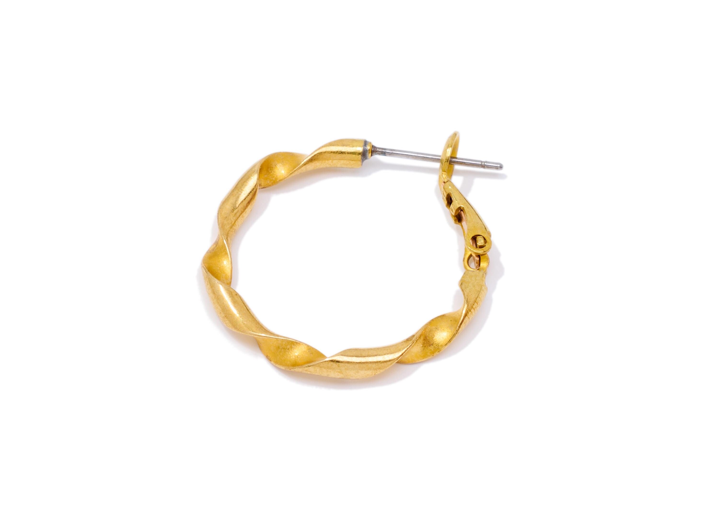 Brass Twisted Earring Clasp - Raw Brass Twisted Hoop Earring - Modern Textured Hoop Jewelry - Everyday Wear Earring - 3x29x25.62mm - PP11084 - DOMEDBAZAAR