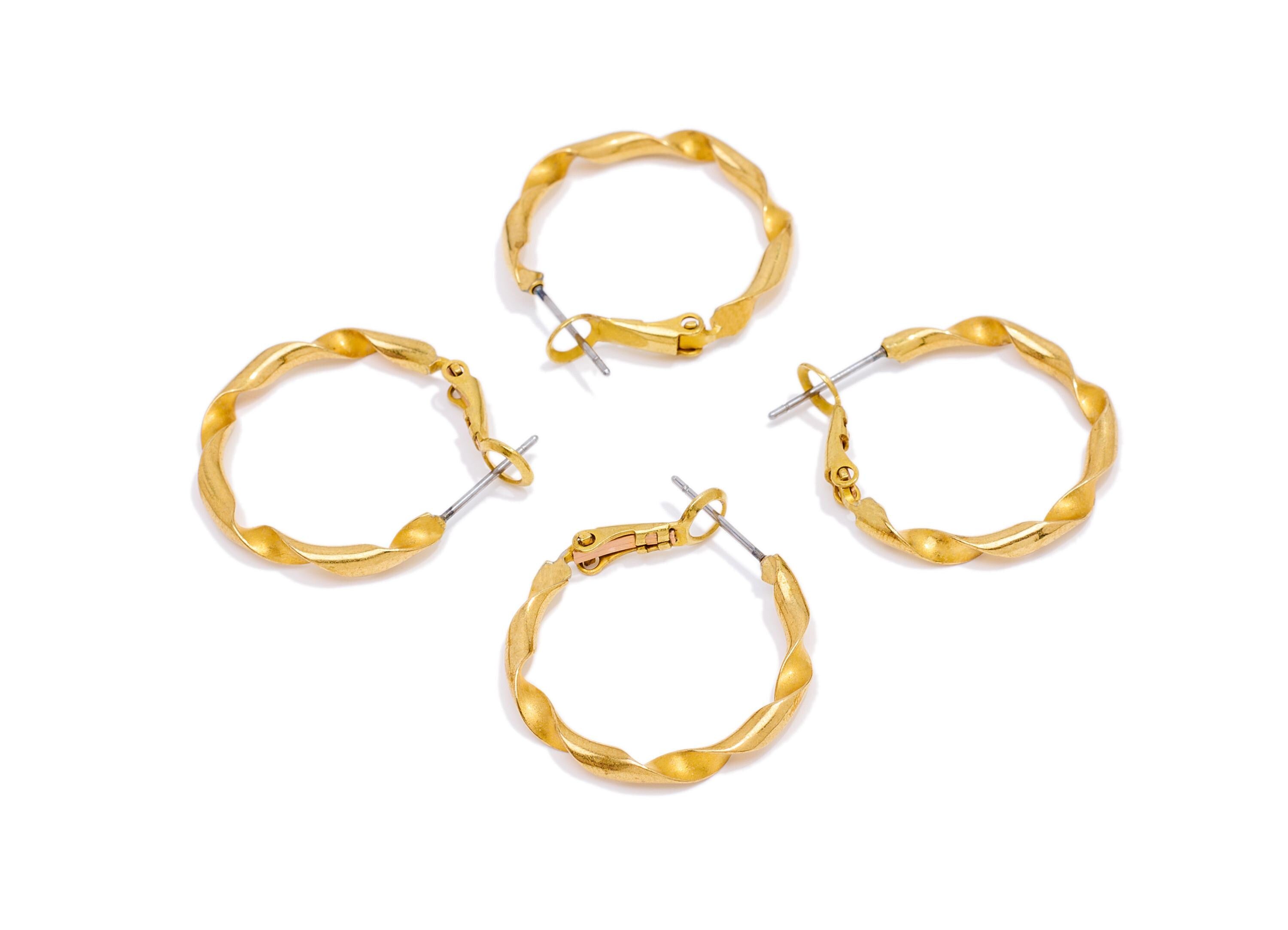 Brass Twisted Earring Clasp - Raw Brass Twisted Hoop Earring - Modern Textured Hoop Jewelry - Everyday Wear Earring - 3x29x25.62mm - PP11084 - DOMEDBAZAAR