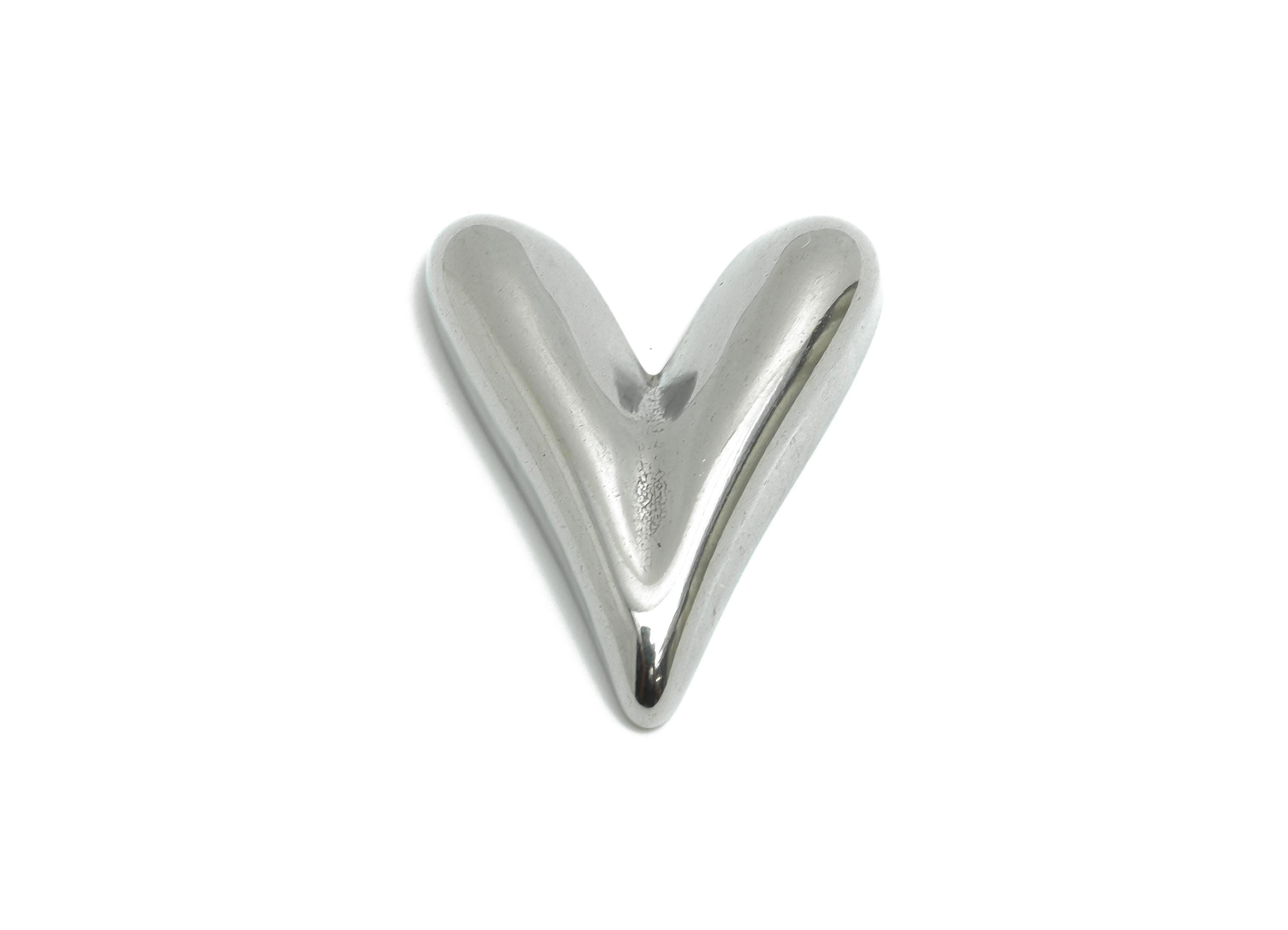 Stainless Steel Heart Charms - Minimalist Heart Charm - Sleek Heart Jewelry Piece - Abstract Heart Shape Jewelry - 23x18x4.73mm - SS2068 - DOMEDBAZAAR