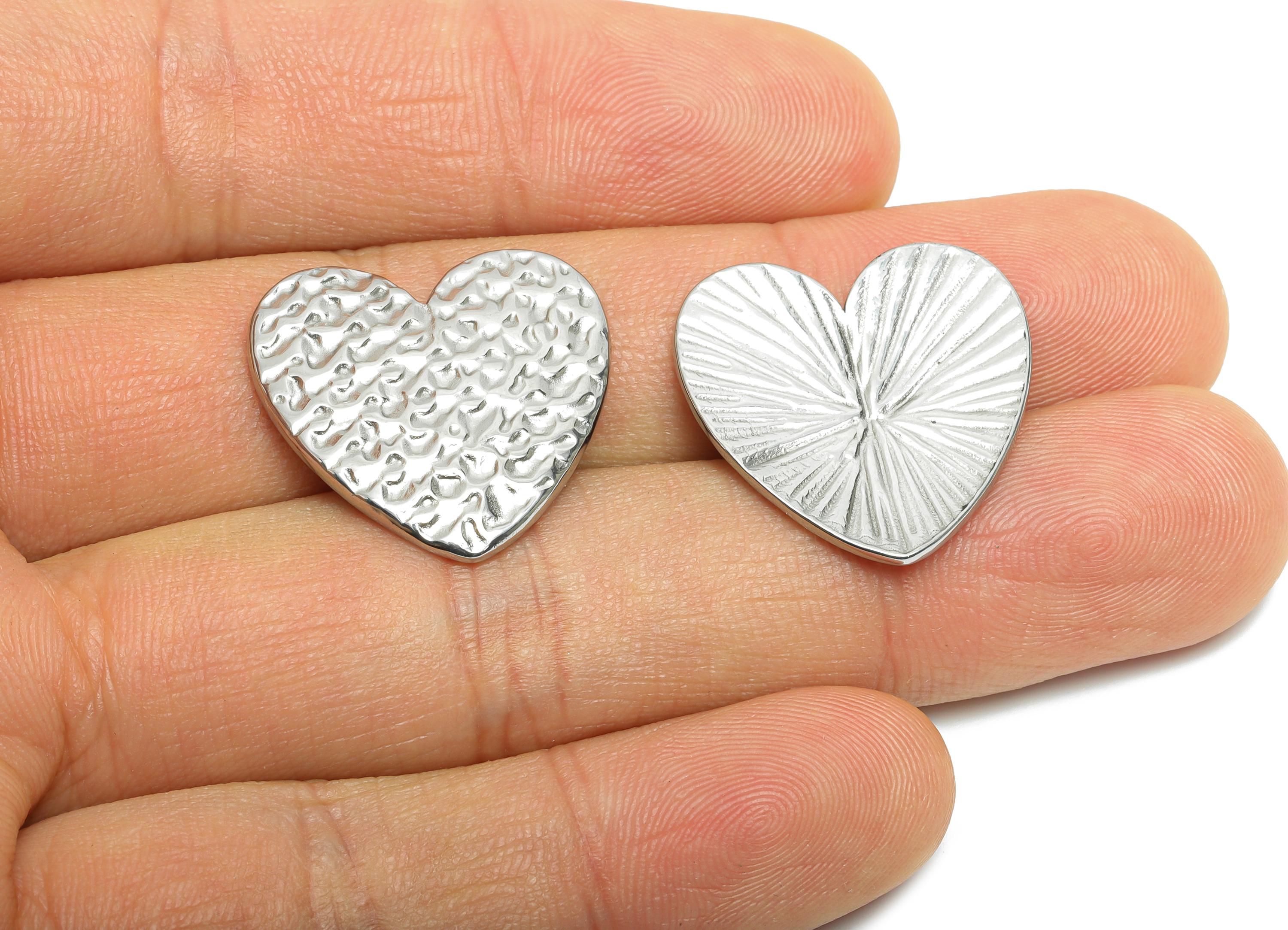 Stainless Steel Heart Charms - Textured Heart Charm - Modern Heart Jewelry Piece - Abstract Heart Shape Jewelry - 21x22x2.46mm - SS2064 - DOMEDBAZAAR