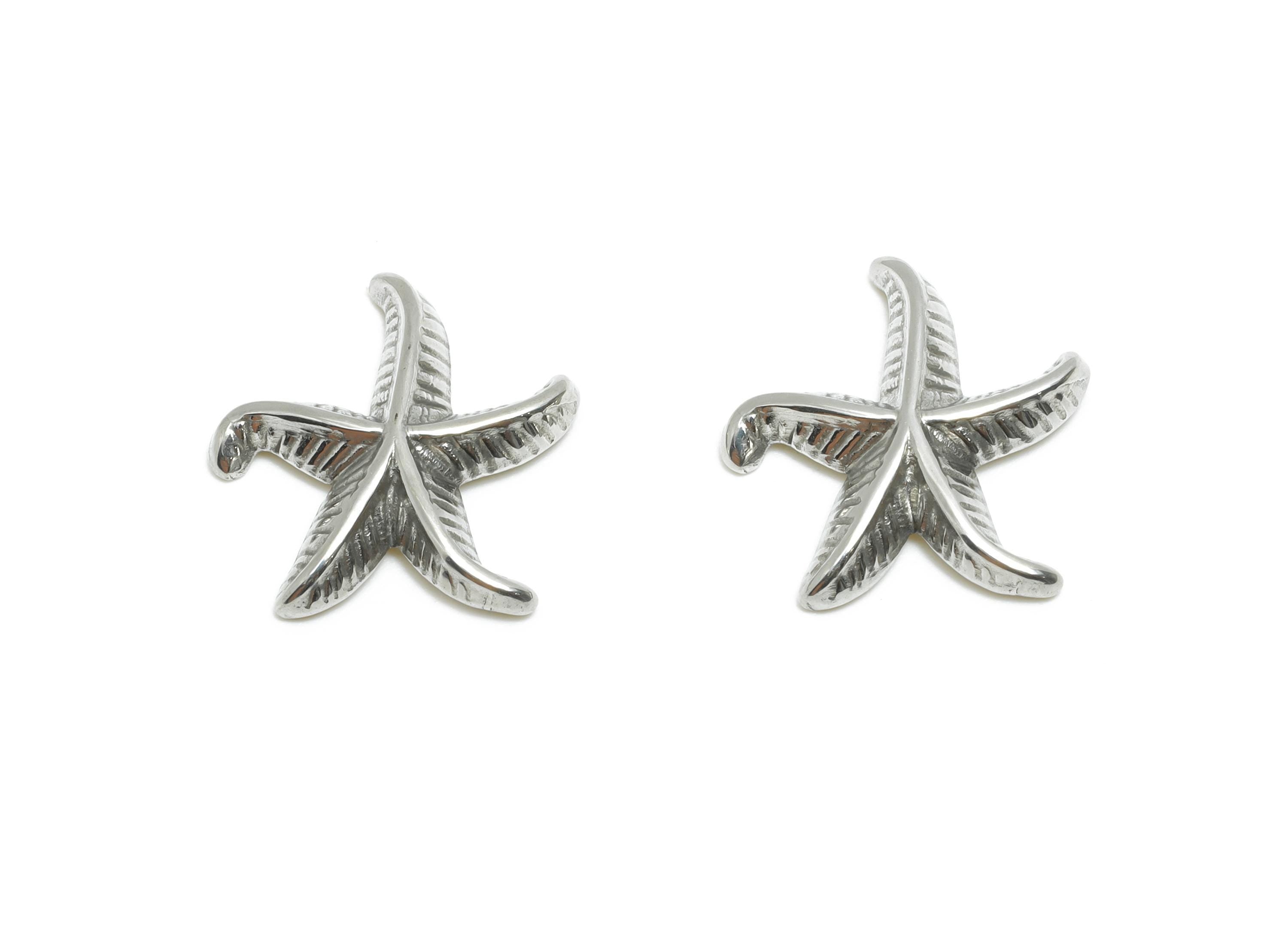 Stainless Steel Starfish Charms - Metallic Marine Starfish Design - 304 Stainless Steel - Sea Life Jewelry Making - 13.8x13.78x2mm - SS1993 - DOMEDBAZAAR
