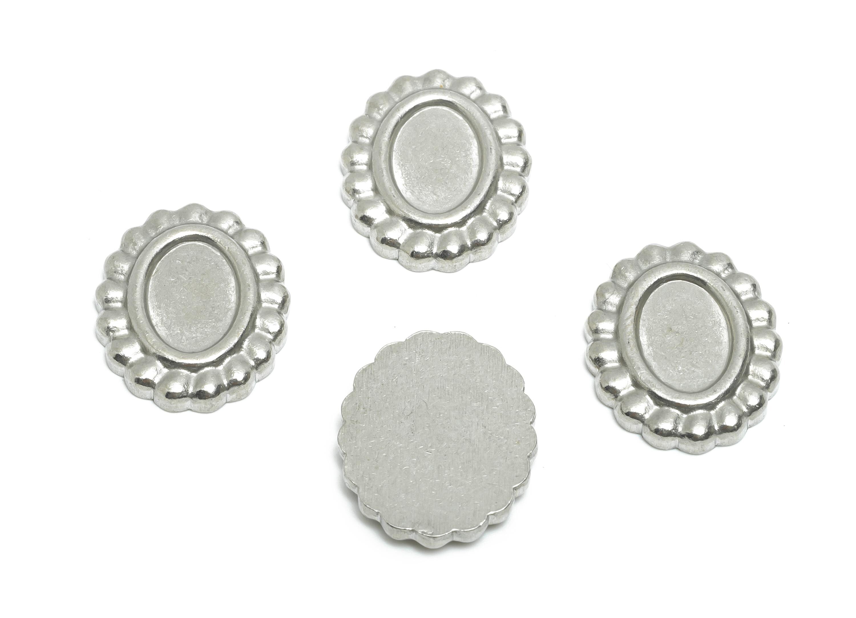 Stainless Steel Oval Charms - Steel Vintage Frame Charm - Blank Oval Versatile Pendant Base - Stainless Steel Jewelry - 18x14x2.8mm - SS2072 - DOMEDBAZAAR