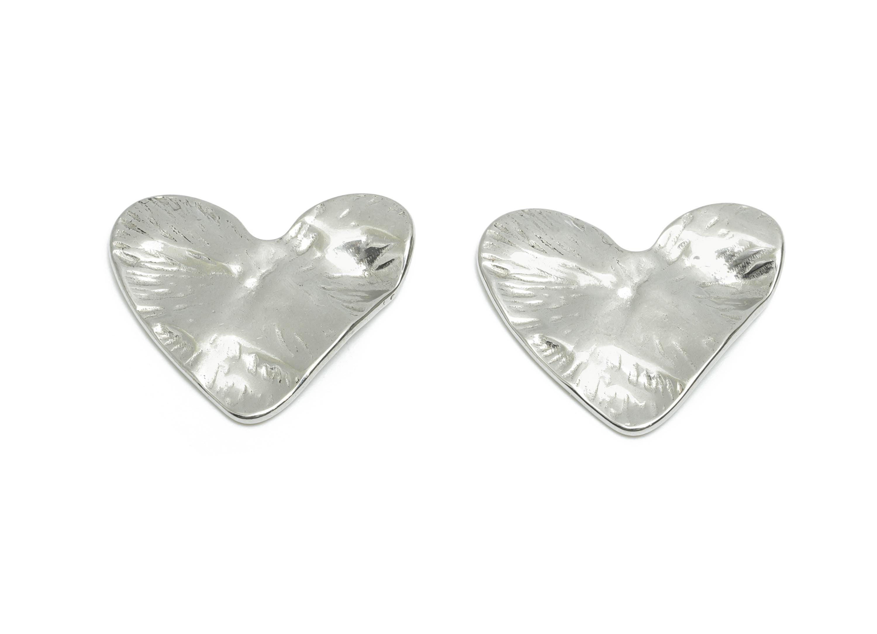 Stainless Steel Heart Charms - Textured Modern Heart Charms - Abstract Heart Jewelry - Minimalist Jewelry Design - 20x23.76x1.78mm - SS2086 - DOMEDBAZAAR