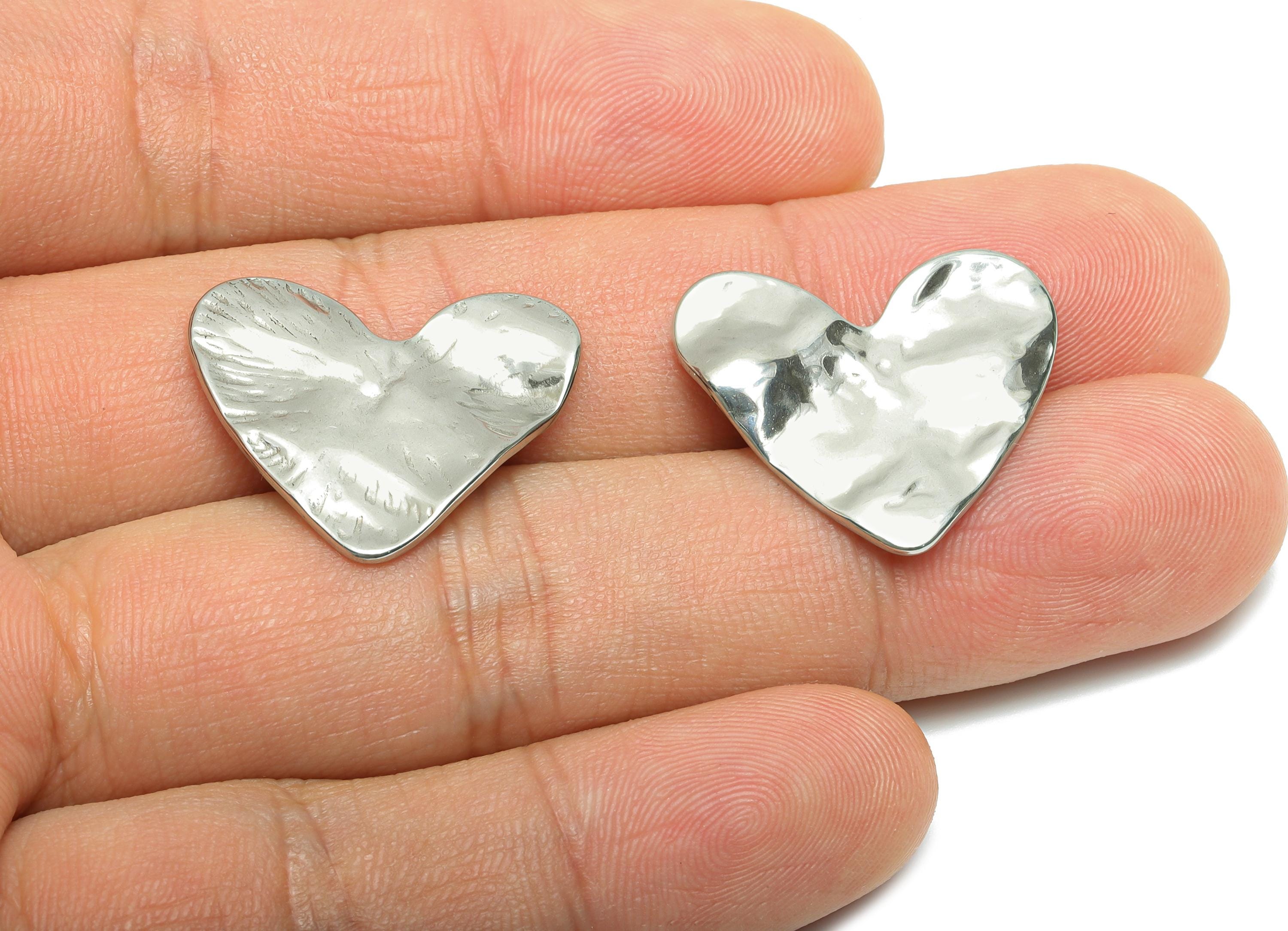 Stainless Steel Heart Charms - Textured Modern Heart Charms - Abstract Heart Jewelry - Minimalist Jewelry Design - 20x23.76x1.78mm - SS2086 - DOMEDBAZAAR