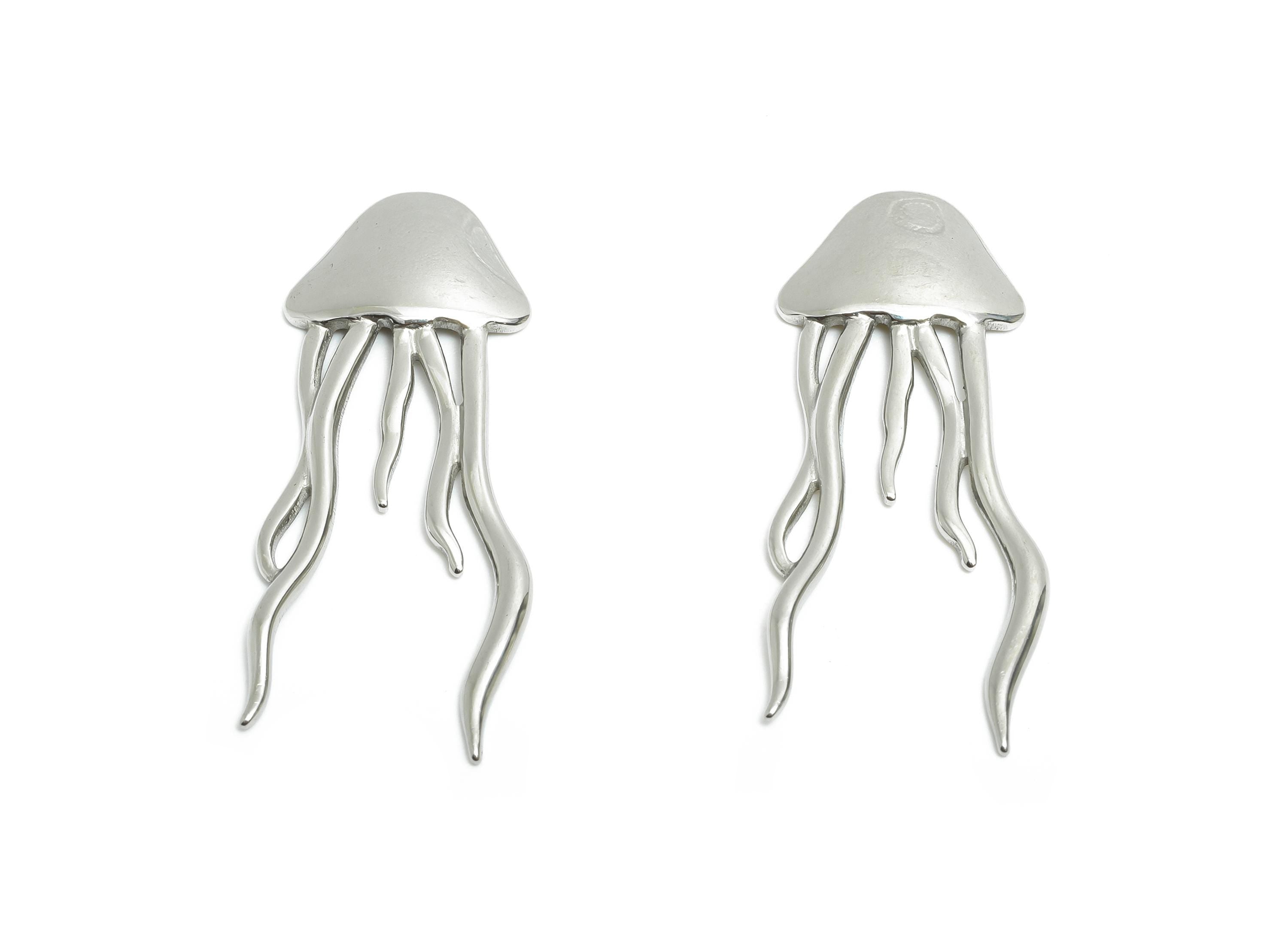 Stainless Steel Jellyfish Charms - Steel Sleek Marine Charm - Minimalist Sea Life Jewelry Piece - Stainless Steel Jewelry - 37x14x2mm-SS2074 - DOMEDBAZAAR