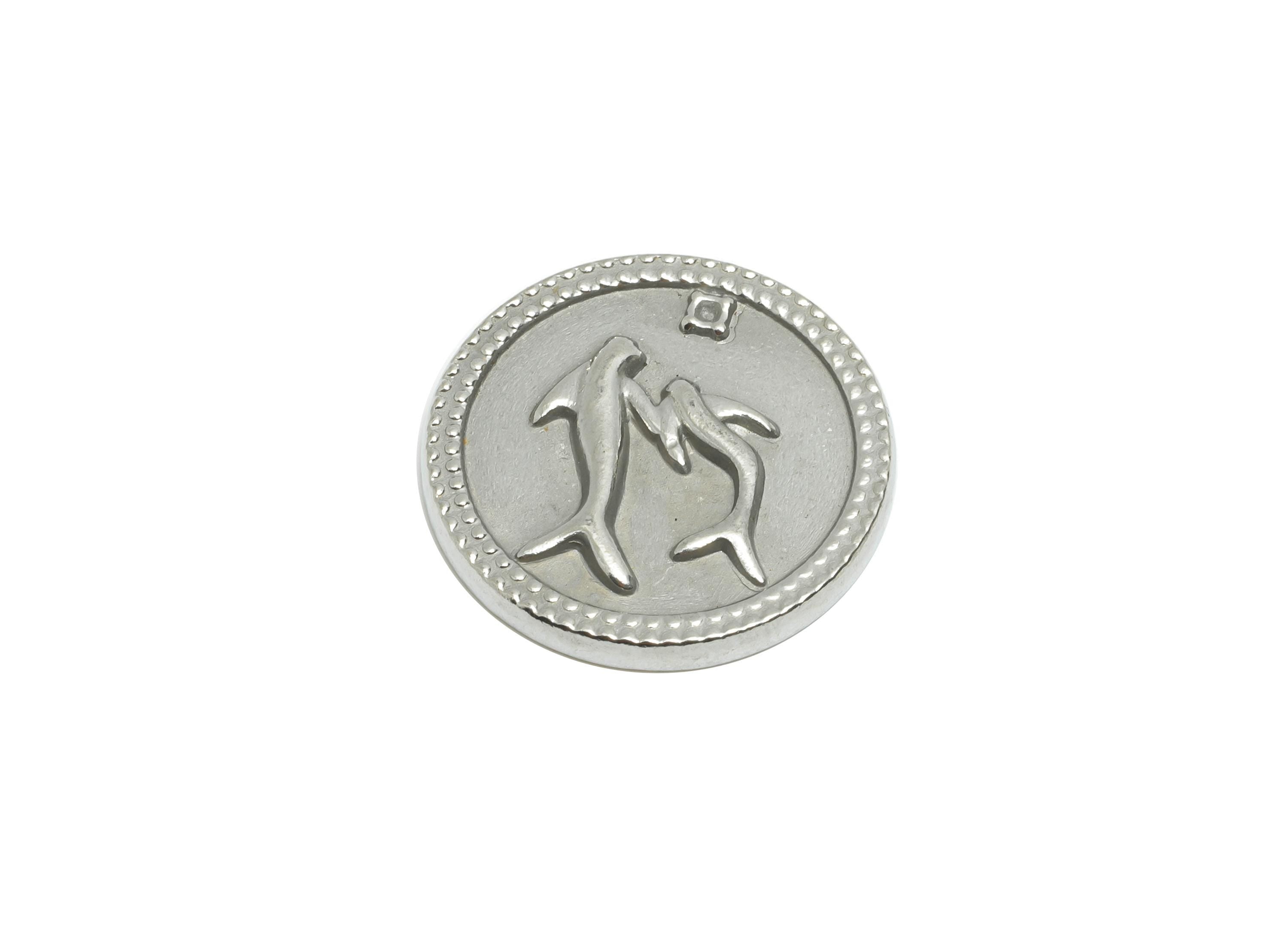 Stainless Steel Dolphin Charm - Round Steel Marine Life Coin Charm - Elegant Dolphin Charm - Stainless Steel Jewelry - 18x18x2mm - SS2078 - DOMEDBAZAAR