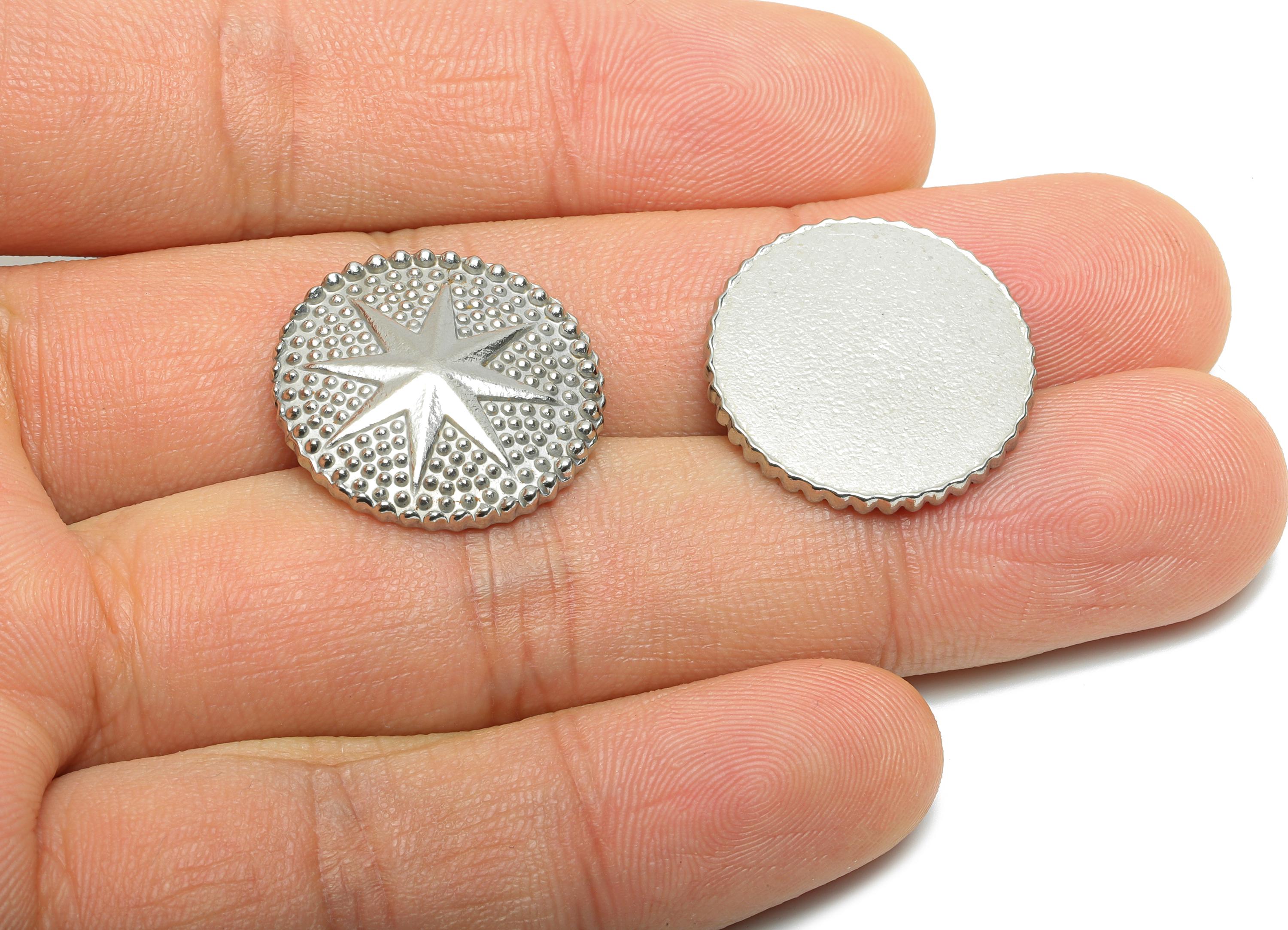 Stainless Steel Starburst  Charms - Steel Radiant Star Coin Charm - Modern Minimalist Star Jewelry - Steel Finding - 21x21x3mm - SS2079 - DOMEDBAZAAR