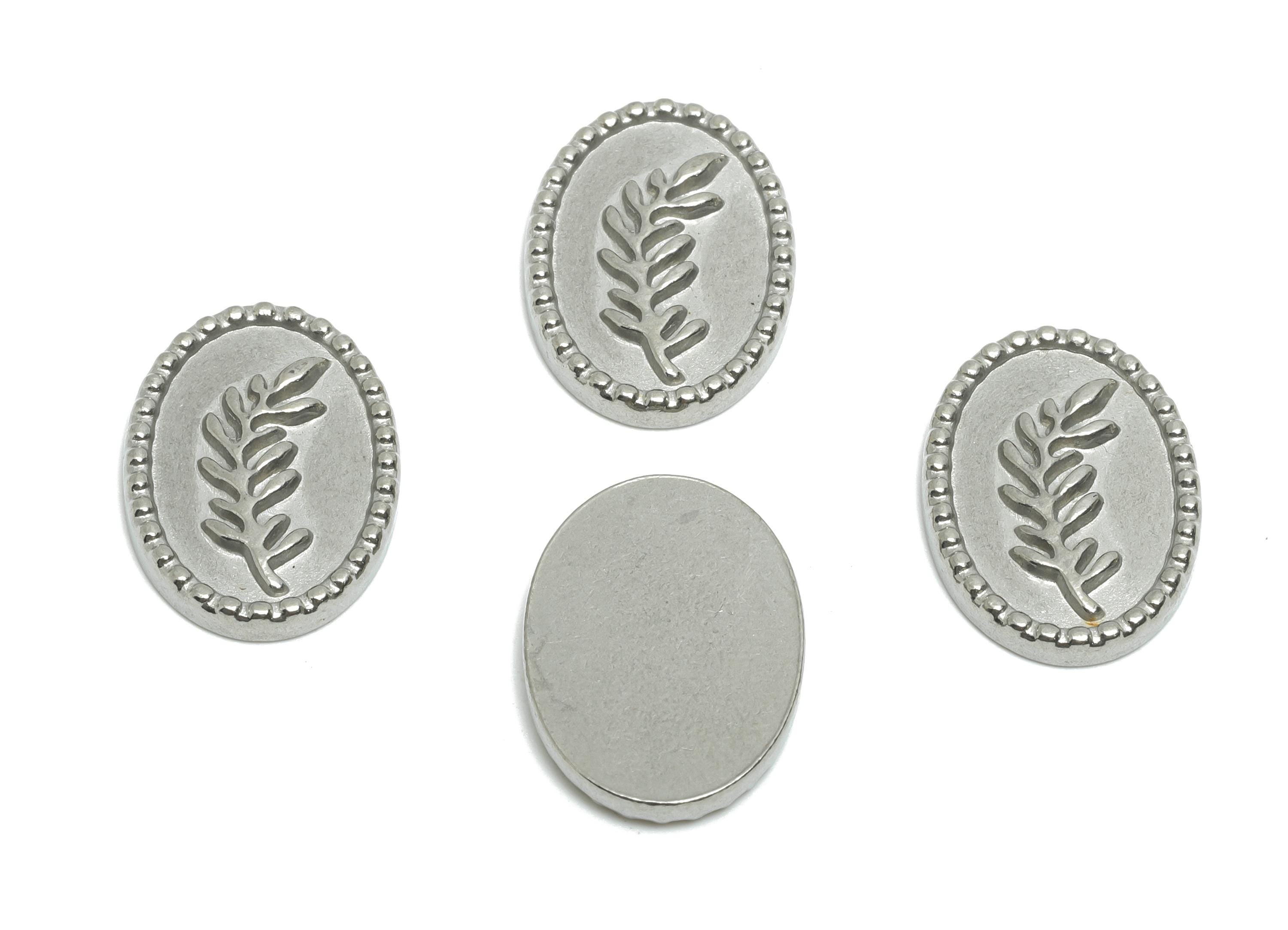 Stainless Steel Leaf Charms - Oval Silver Steel Botanical Charm - Textured Leaf Embossed Jewelry - Steel Jewelry DIY - 18x12.87x2mm - SS2096 - DOMEDBAZAAR