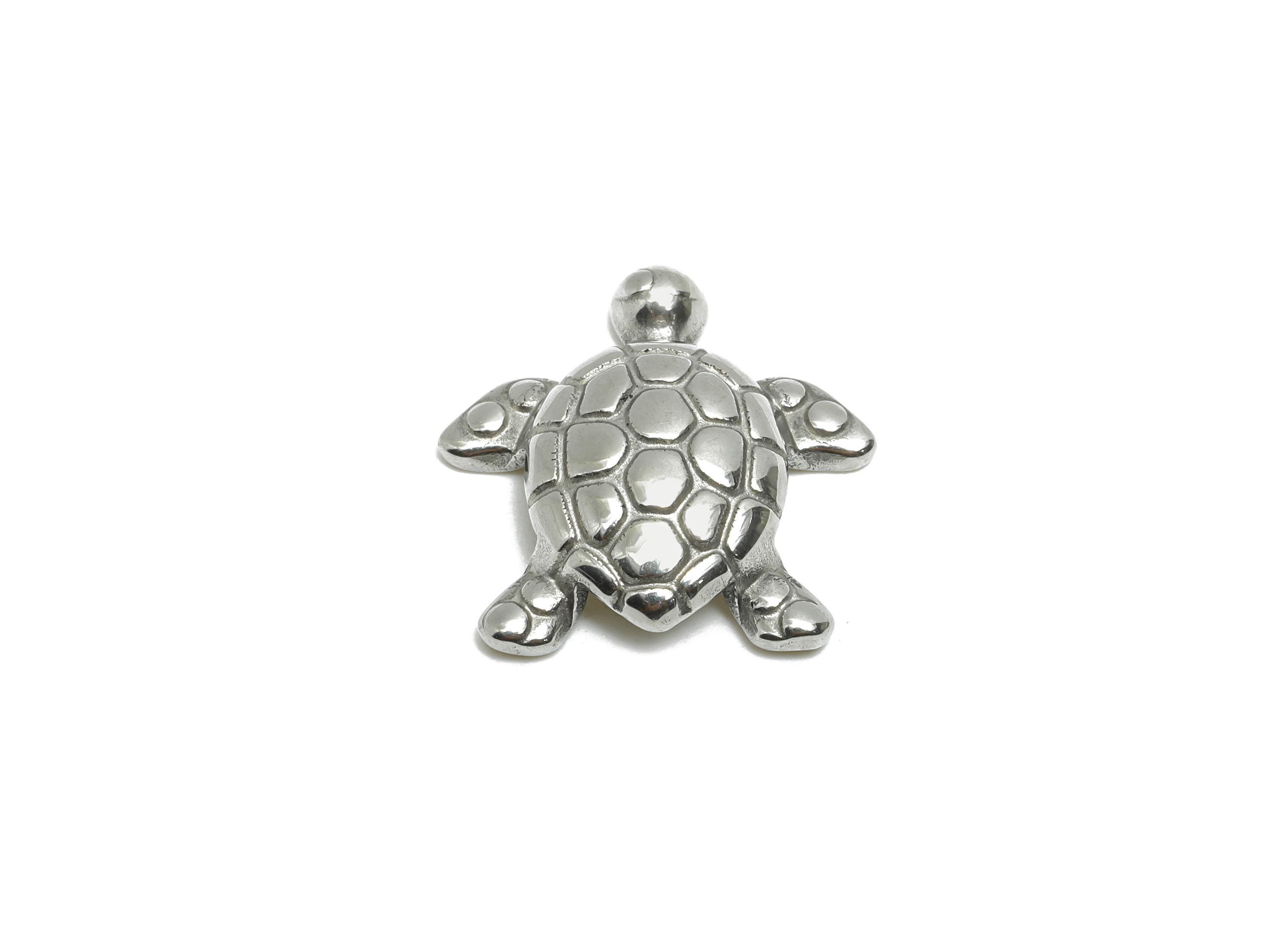 Stainless Steel Turtle Charms - Steel Textured Marine Charm - Minimalist Sea Life Jewelry Piece - Stainless Steel Jewelry - 19x18x4mm-SS2058 - DOMEDBAZAAR