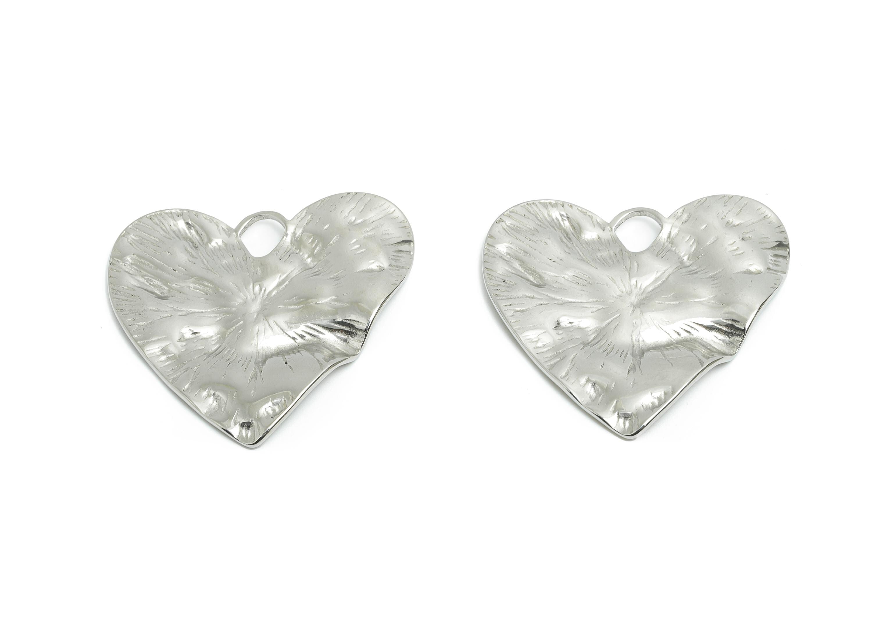 Stainless Steel Heart Charms - Hammered Modern Heart Pendant - Abstract Heart Jewelry - Minimalist Jewelry Design - 33x35x2.05mm - SS2055 - DOMEDBAZAAR