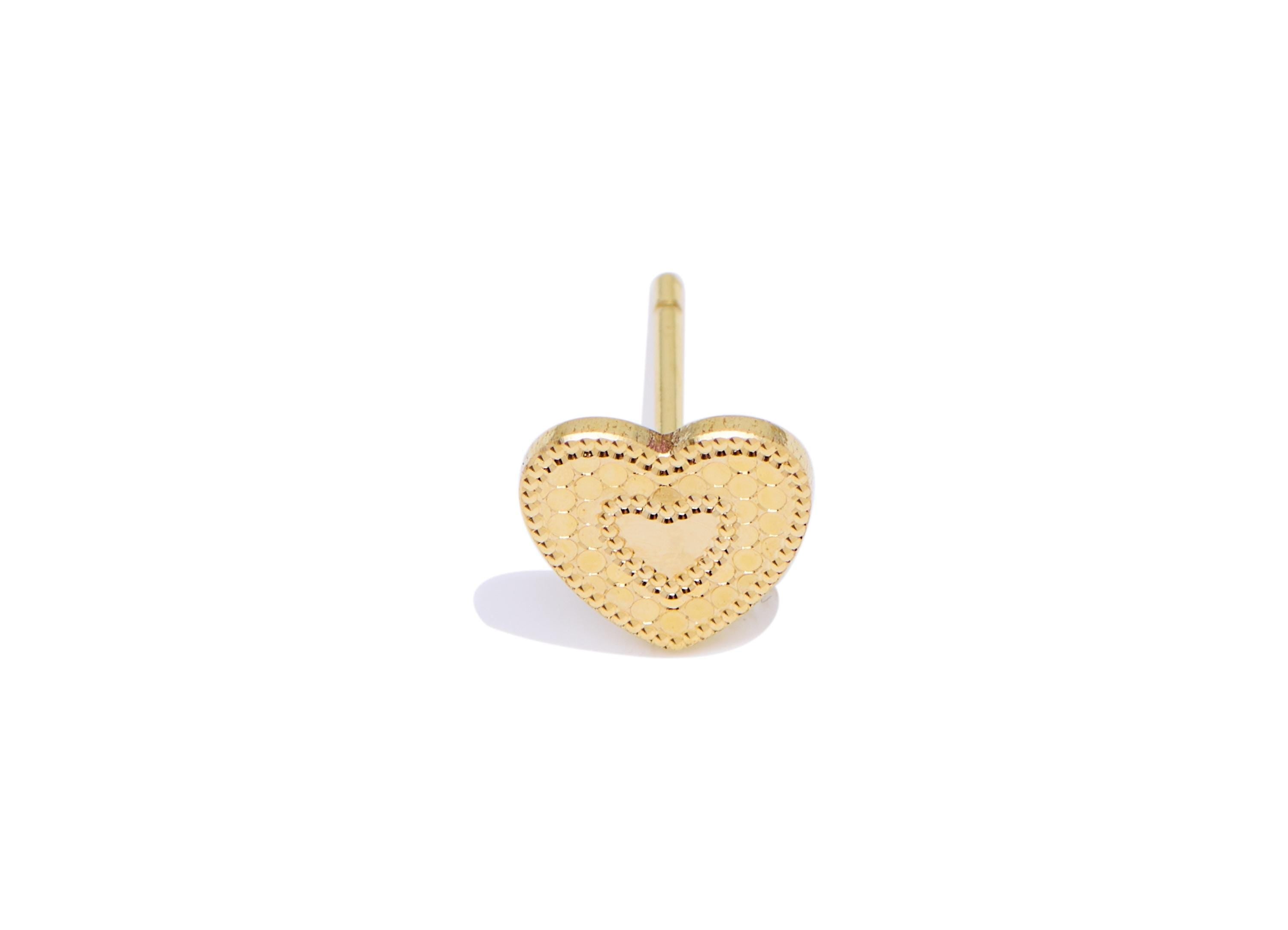 Brass Heart Earring Post - Raw Brass Textured Heart Stud - Vintage Elegant Laser Cut Jewelry - Romantic Jewelry Design - 7x8x0.8mm - PP11189 - DOMEDBAZAAR