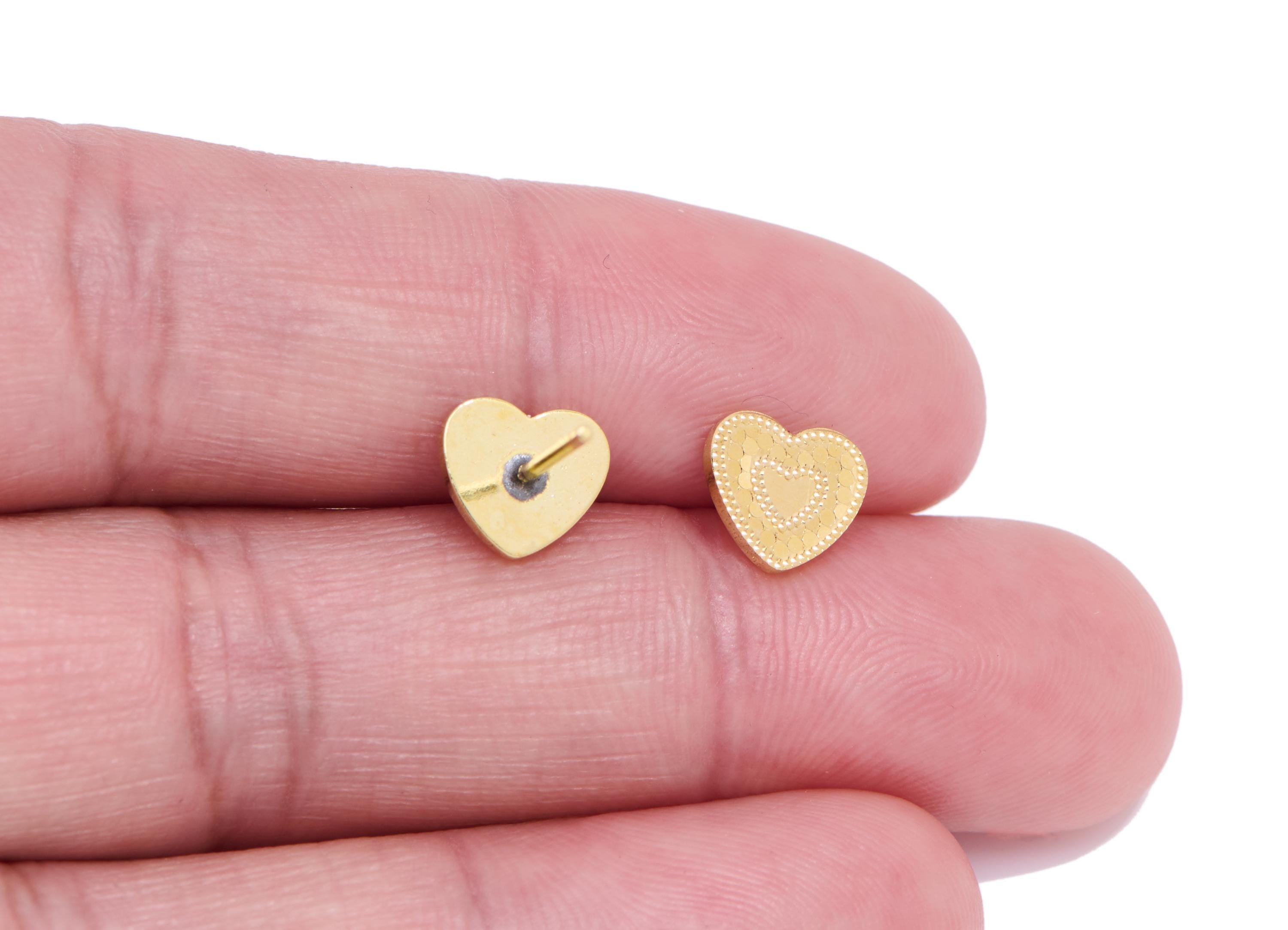 Brass Heart Earring Post - Raw Brass Textured Heart Stud - Vintage Elegant Laser Cut Jewelry - Romantic Jewelry Design - 7x8x0.8mm - PP11189 - DOMEDBAZAAR