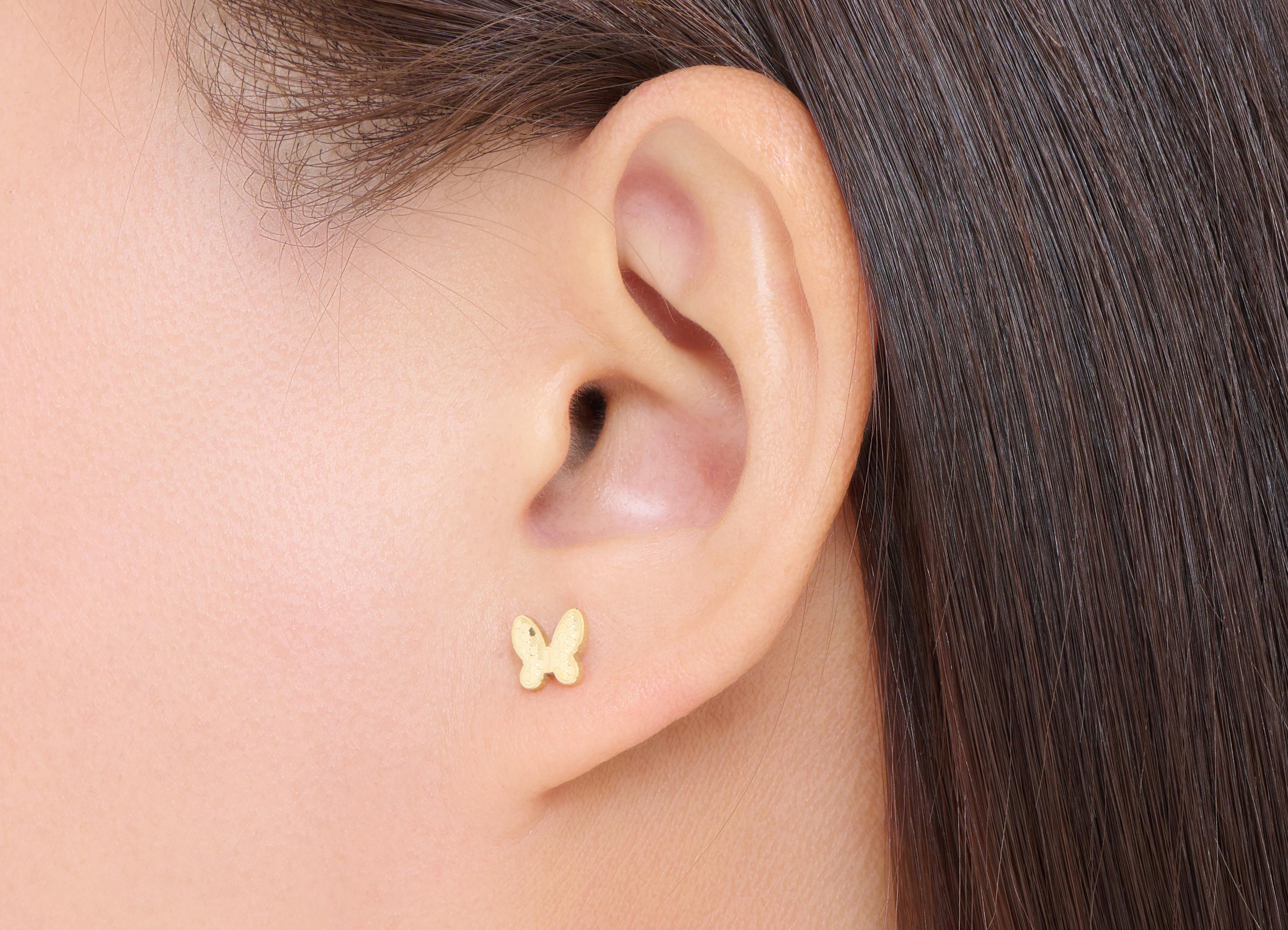 Brass Butterfly Earring Post - Raw Brass Textured Earring Stud - Minimalist Butterfly Laser Cut Jewelry - Everyday Wear - 6x6x0.8mm -PP11188 - DOMEDBAZAAR