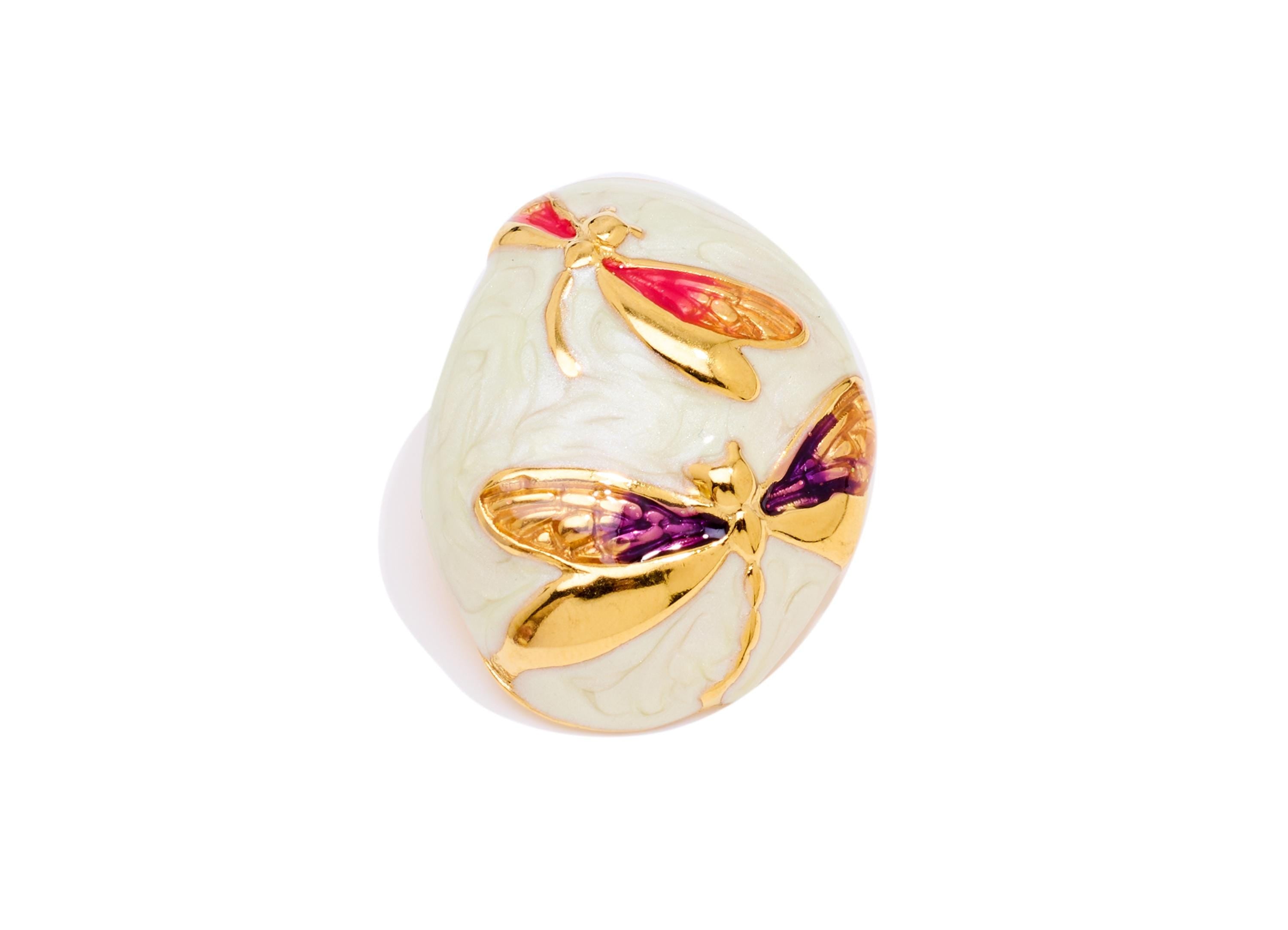 Stainless Steel Dragonfly Stud - Steel Enamel Insect Earring Post - Modern Gold Insect Jewelry - Gold Vacuum Plated - 31x24x4.92mm - SS2234 - DOMEDBAZAAR