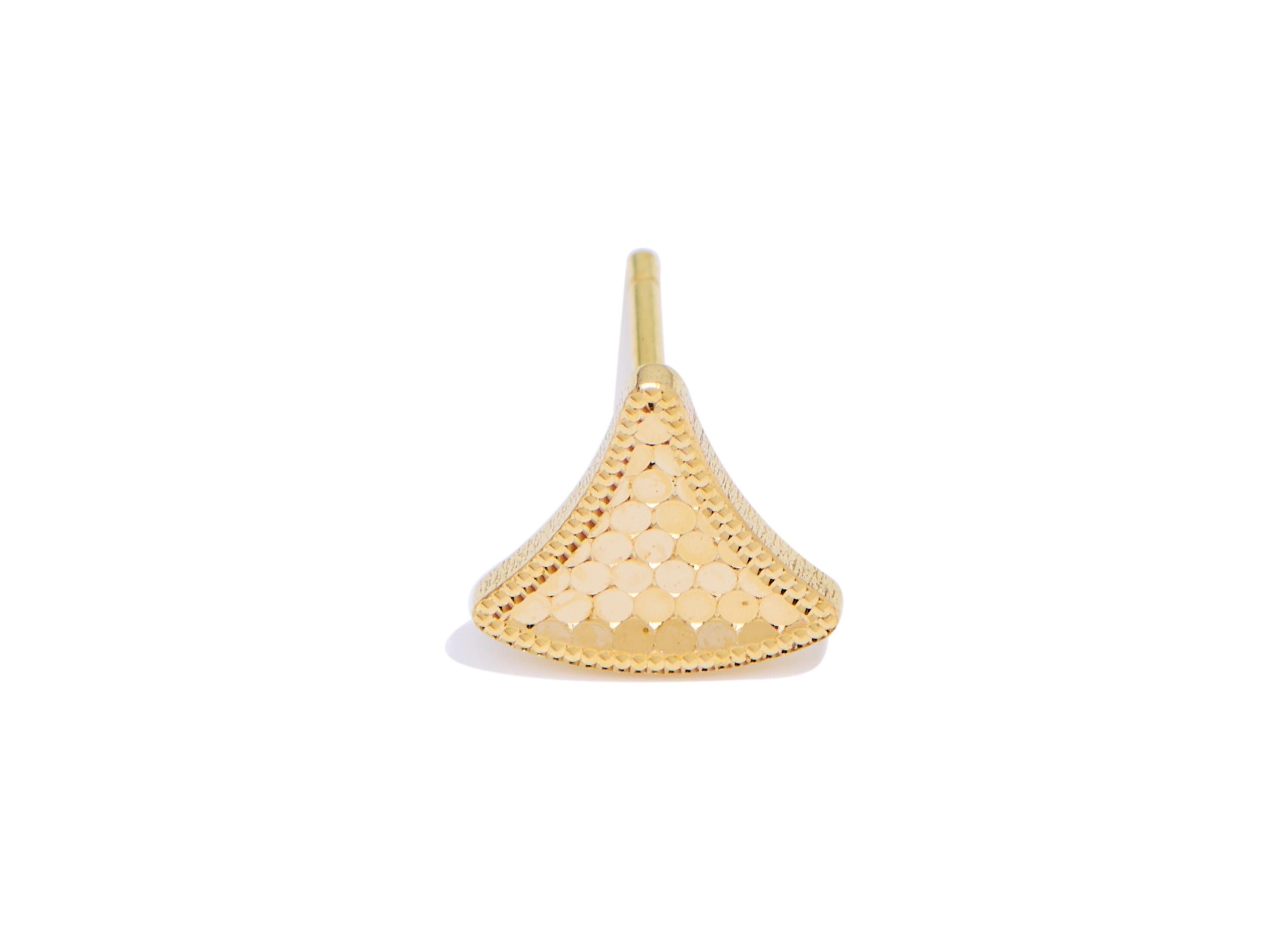 Brass Fan Earring Post - Raw Brass Textured Geometry Stud - Modern Laser Cut Jewelry - Minimalist Jewelry Everyday Wear - 9x8x0.8mm -PP11196 - DOMEDBAZAAR