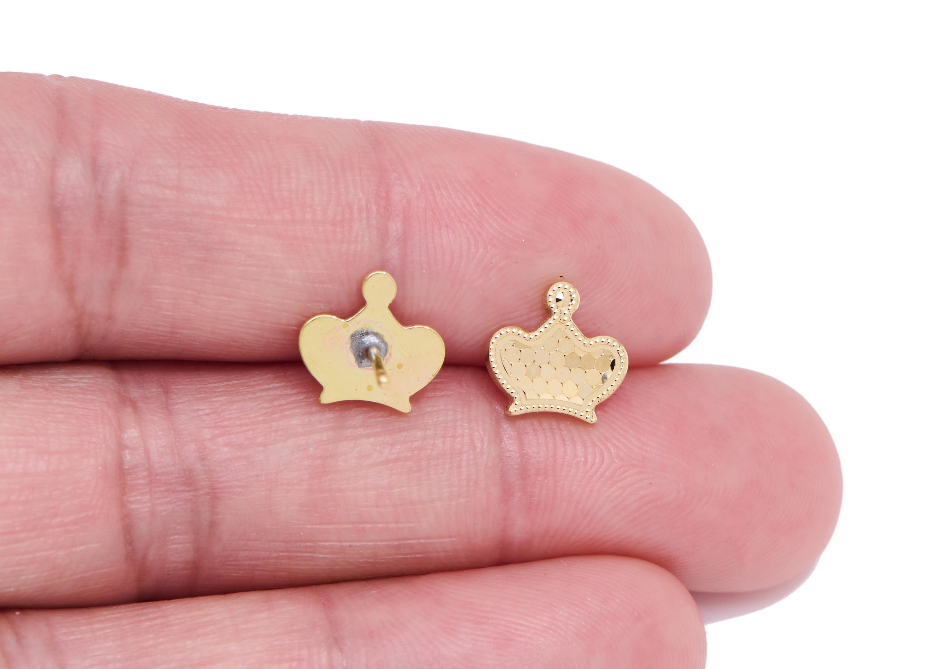 Brass Crown Earring Post - Raw Brass Textured Crown Stud - Modern Laser Cut Jewelry - Minimalist Jewelry Everyday Wear - 8x9x0.8mm -PP11190 - DOMEDBAZAAR