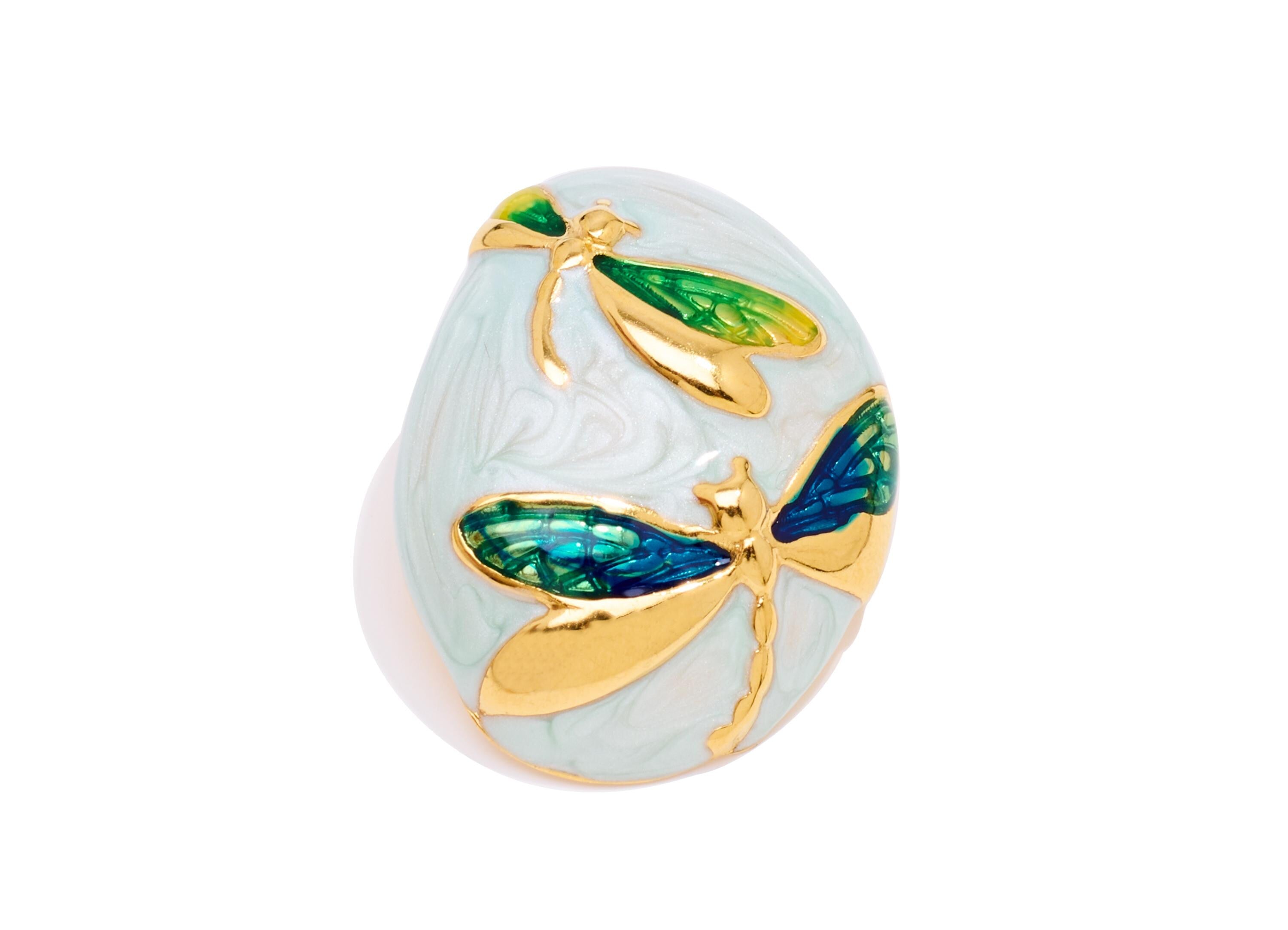 Stainless Steel Dragonfly Stud - Steel Enamel Insect Earring Post - Modern Gold Insect Jewelry - Gold Vacuum Plated - 31x24x5mm - SS2230 - DOMEDBAZAAR