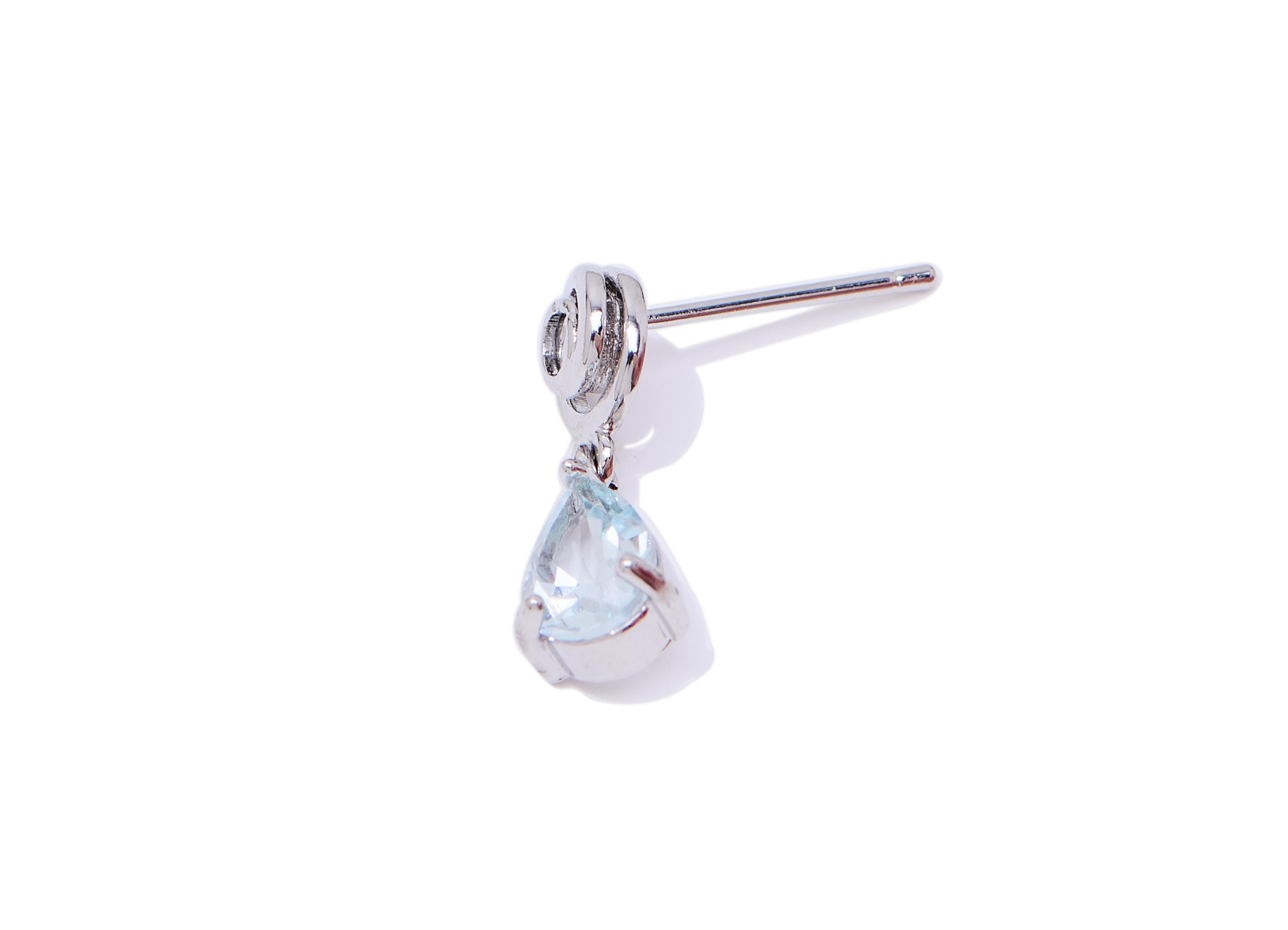 Brass Dangle Earring Stud - Brass Topaz Stone Dainty Teardrop Earring - Dainty Jewelry For Woman - White K Plated - 16x5x4mm - NS2600 - DOMEDBAZAAR