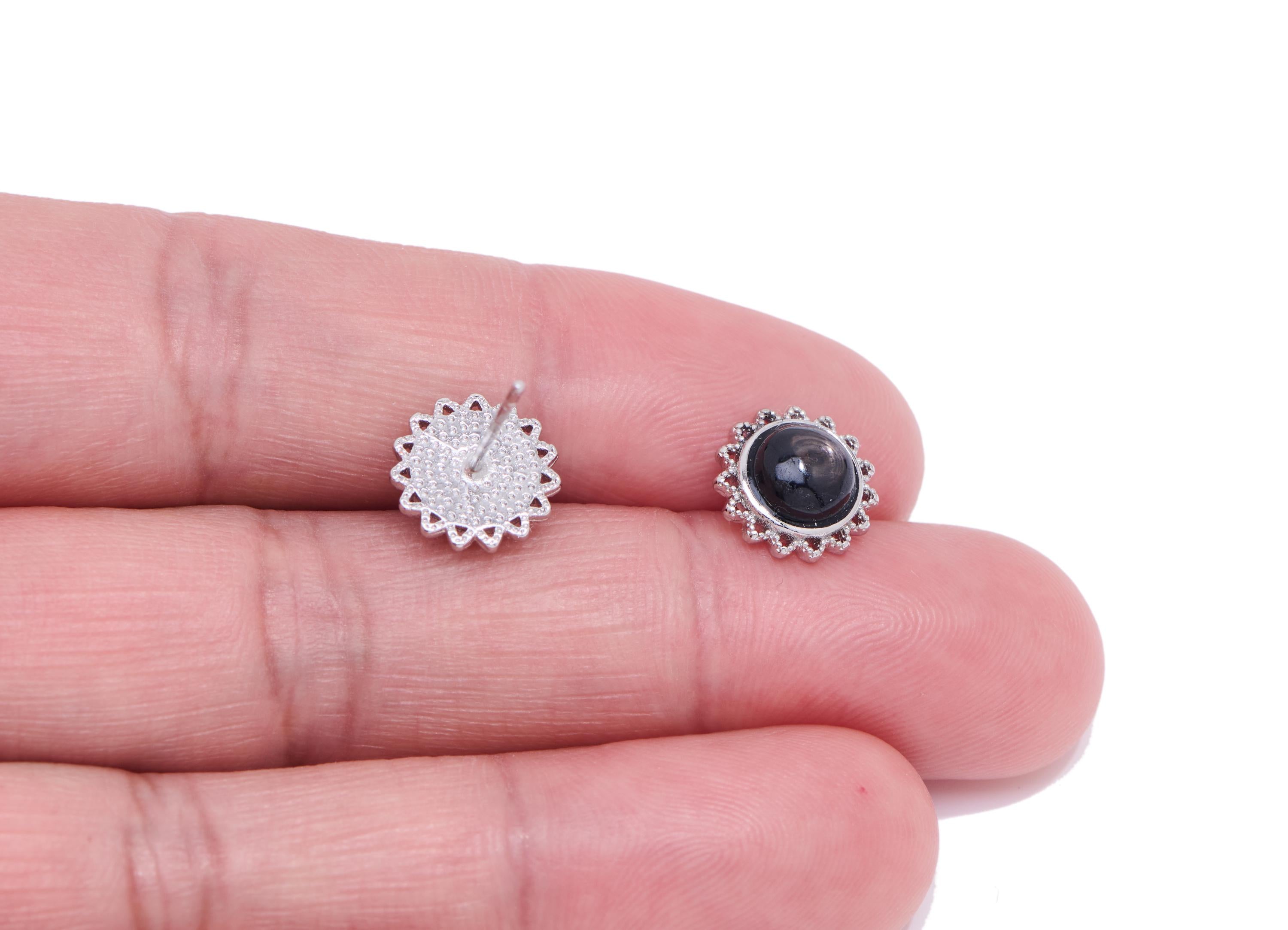 Vintage Looking Earring Stud - Brass Gold luck Stone Sparking Earring Post - Minimalist Jewelry Making - White K Plated - 9x9x4mm - NS2672 - DOMEDBAZAAR