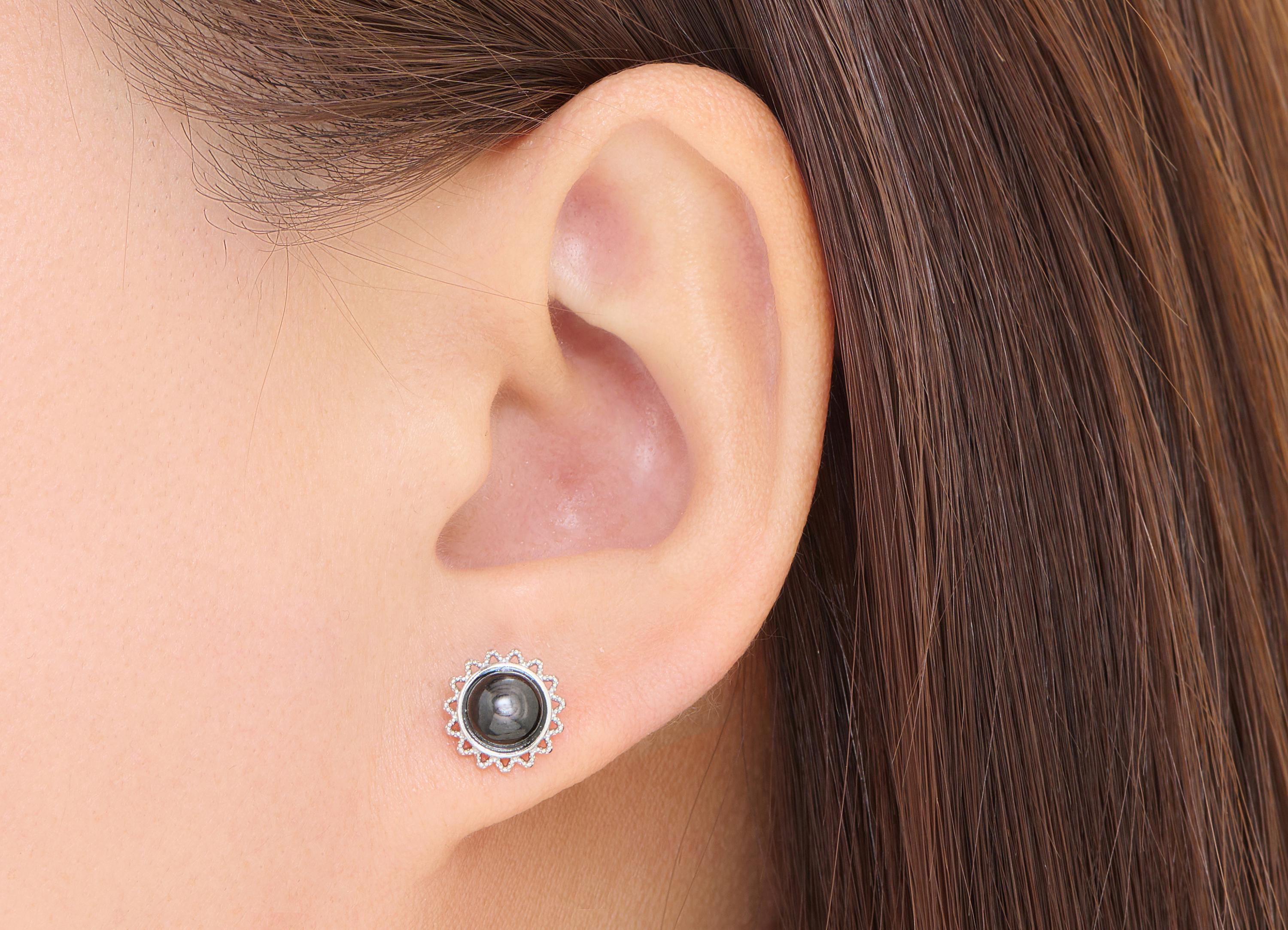 Vintage Looking Earring Stud - Brass Gold luck Stone Sparking Earring Post - Minimalist Jewelry Making - White K Plated - 9x9x4mm - NS2672 - DOMEDBAZAAR