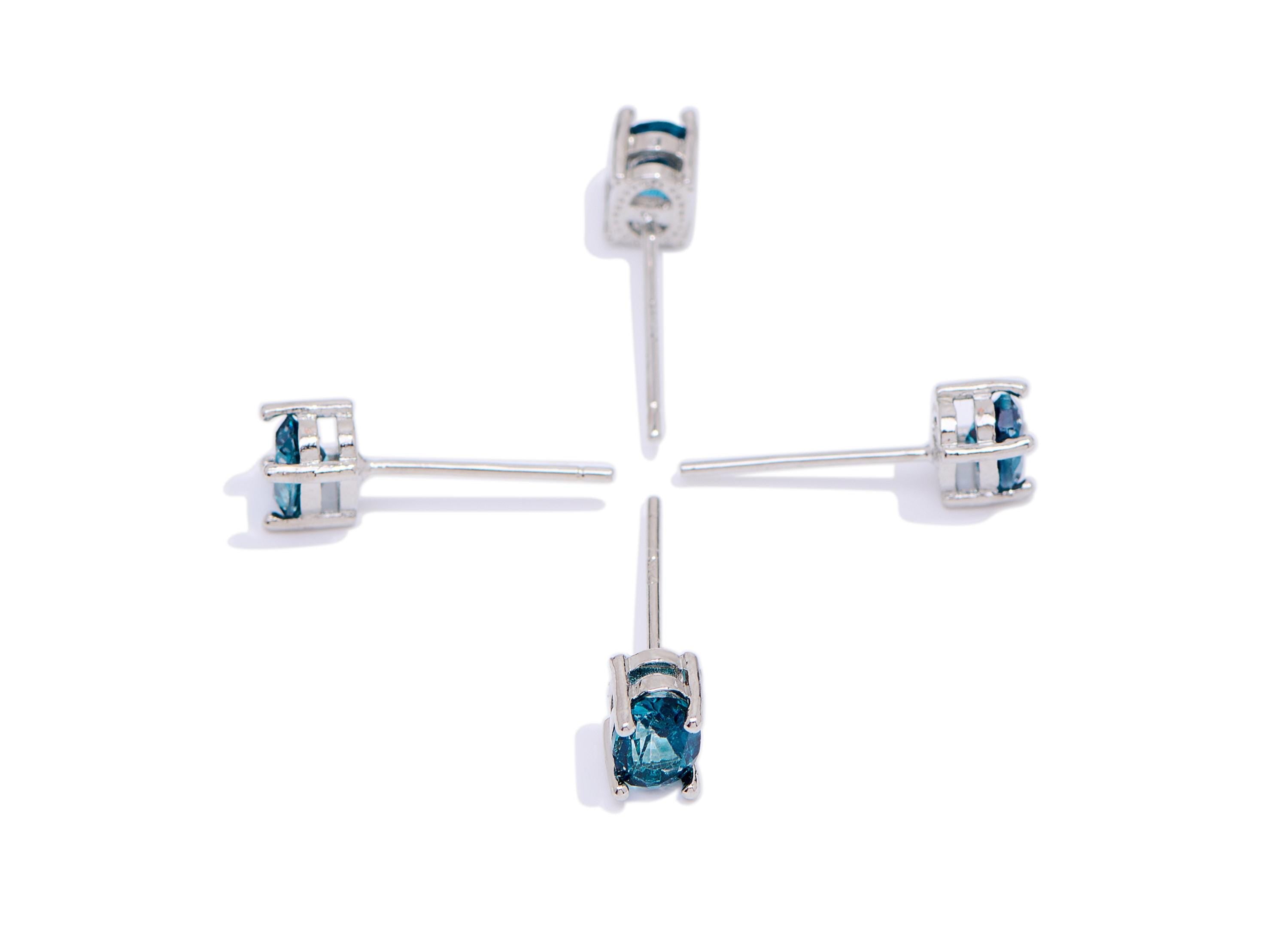 Topaz Oval Earring Stud - Brass Natural Stone Sparking Post - Dainty Everyday Wear Jewelry Making - White K Plated - 6x4x4.4mm - NS2567 - DOMEDBAZAAR