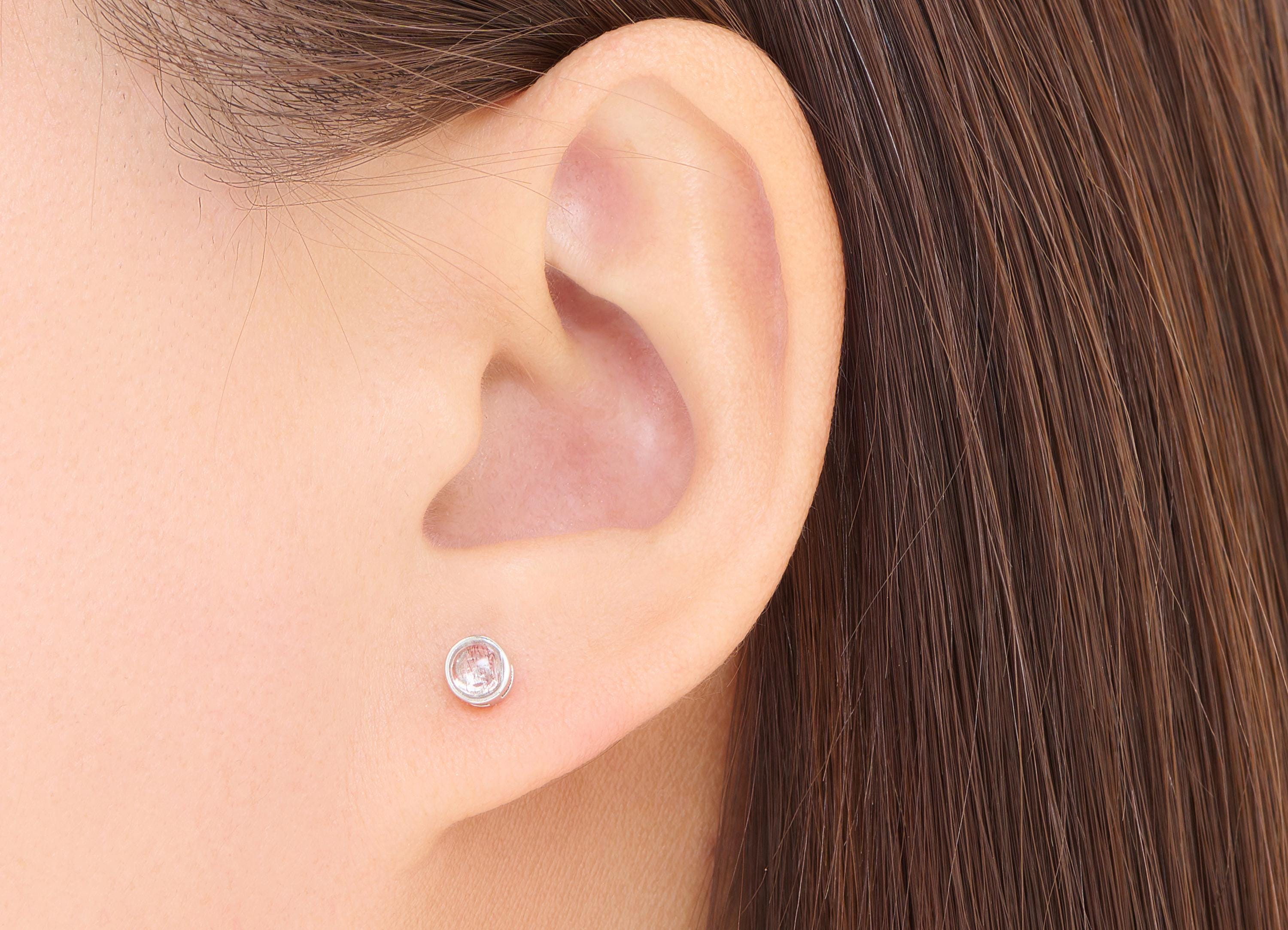 Super Seven Brass Round Stud - Mini Natural Gemstone Post - Minimalist Jewelry Making - Silver Stud - White K Plated - 5x5x2.75mm - NS2680 - DOMEDBAZAAR