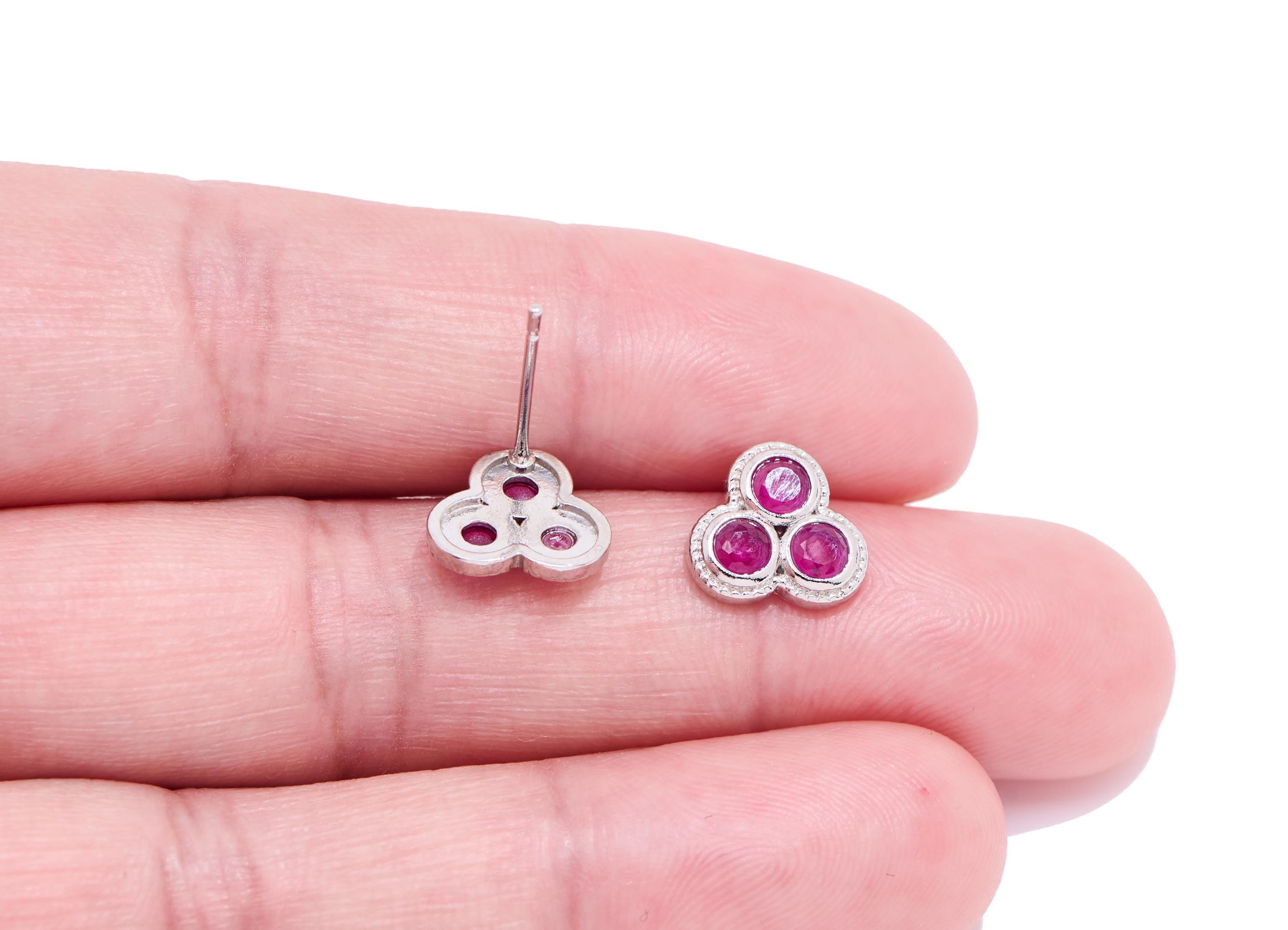 Ruby Brass Round Stud - Round Gemstone Earring Post - Modern Everyday Wear Jewelry Making - Silver Stud - White K Plated - 10x9x2mm - NS2605 - DOMEDBAZAAR