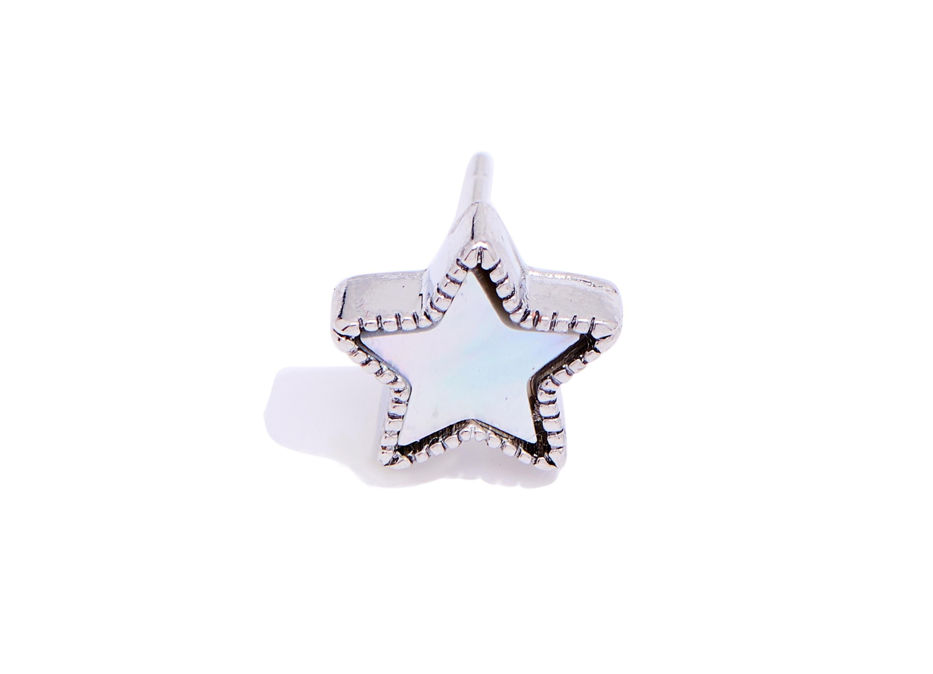 Brass Seashell Star Stud - Modern Celestial Star Earring Post - Elegant Jewelry Making - Silver Stud - White K Plated - 9.7x9.7x3.6mm-NS2578 - DOMEDBAZAAR