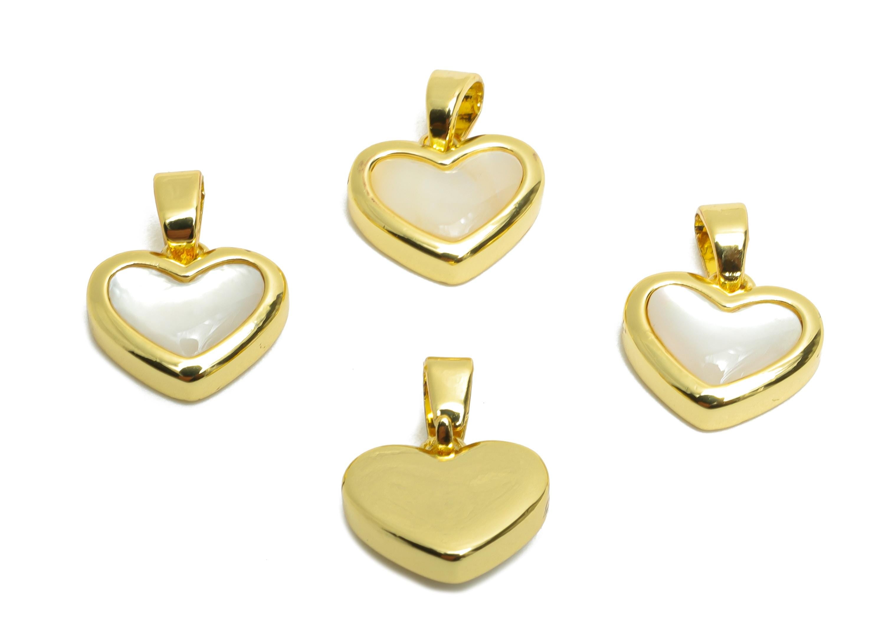 Brass Heart Shell Pendant - Brass Cute Heart Shell Paw Pendant - Cute Pearl Pendant For Necklace - 18K Real Gold Plated - 9x10x3mm -RGP10633 - DOMEDBAZAAR