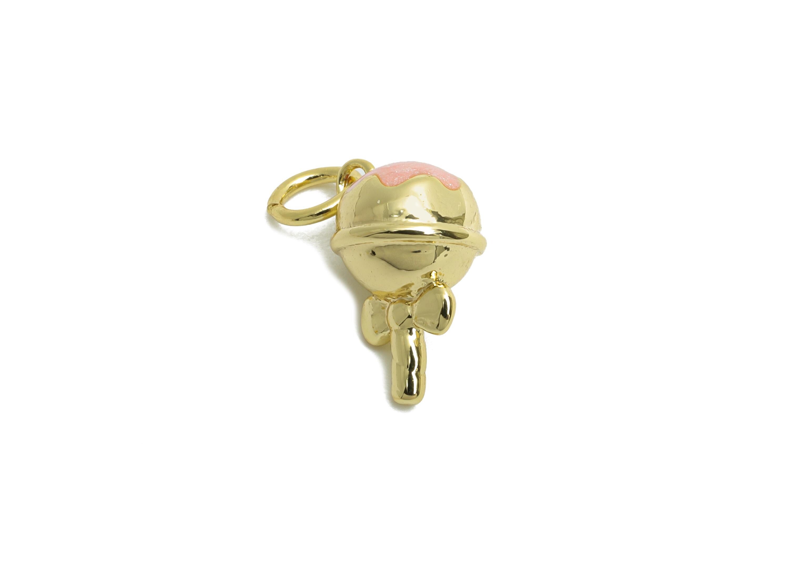 Brass Candy Earring Charm - Brass Bow Candy Enamel Earring Charm - Cute Charm For Bracelet - 18K Real Gold Plated - 12x8.4x8.4mm - RGP10602
