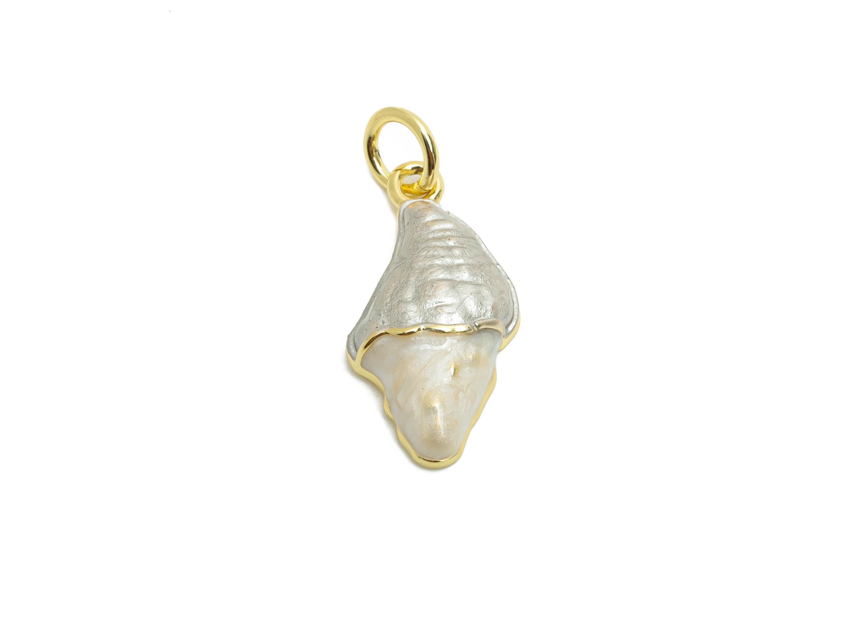 Brass Ice Cream Earring Charm - Brass Enamel Earring Charm - Dainty Cute Charm For DIY Bracelet - 18K Real Gold Plated - 18x9x3mm - RGP10585 - DOMEDBAZAAR