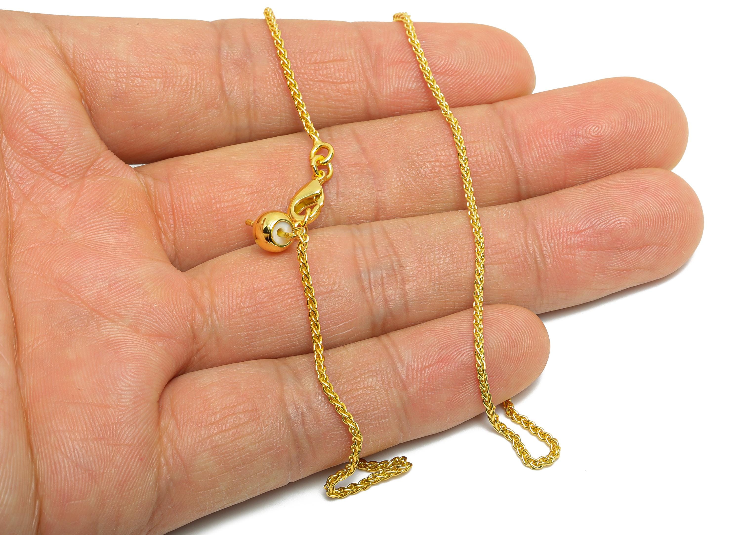 Gold Brass Stopper Necklace - Brass Lobster Clasp Chain - Sleek Chain Necklace - Modern Gold Chain -  24k Gold Plating - 45x1x1mm -RGP10716 - DOMEDBAZAAR