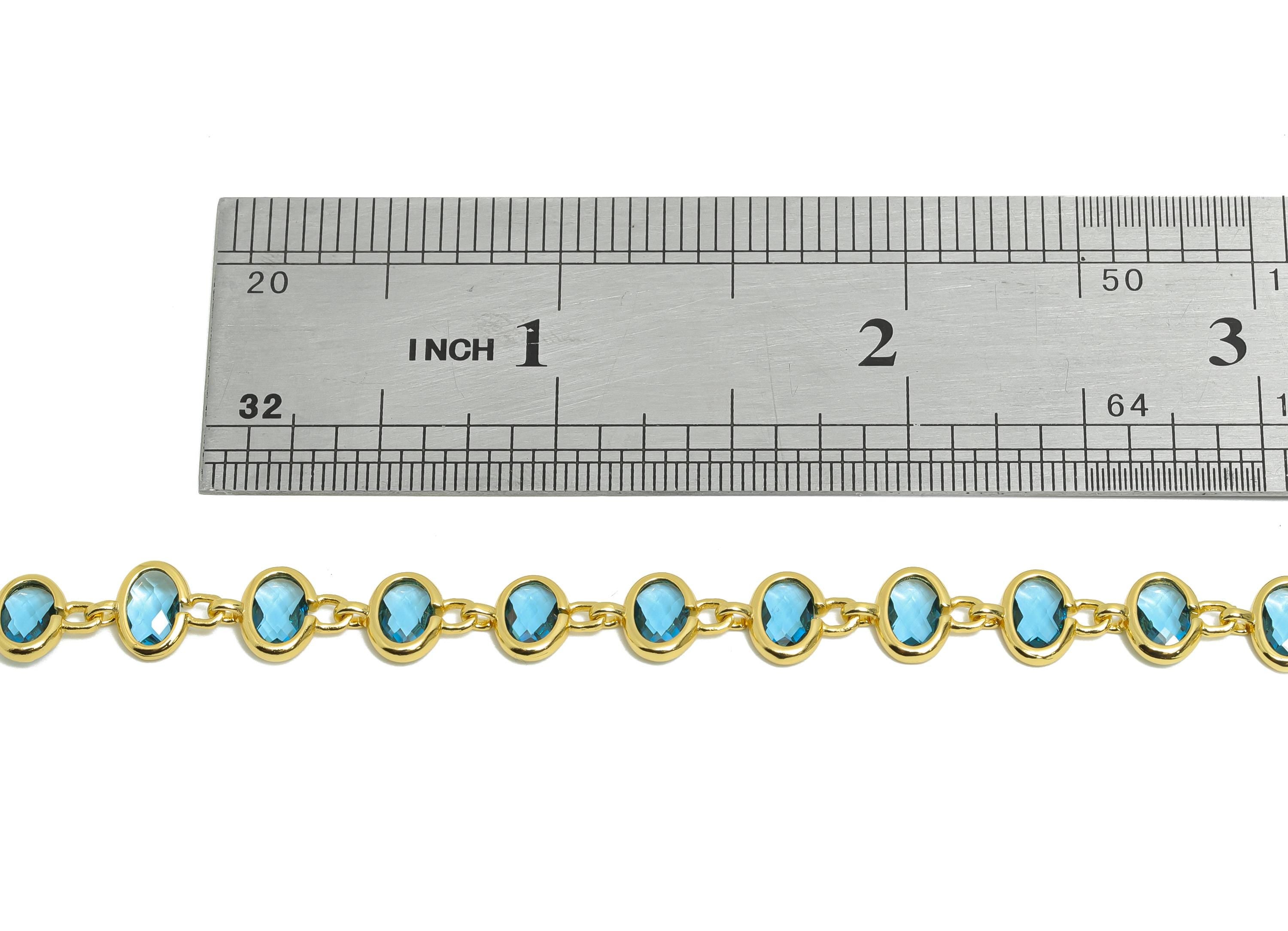 Brass Sparkling Crystal Chain - Brass Transparent Stones Chain - 15.75inch/strand - DIY Necklace Jewelry -  18K Real Gold Plating - RGP10462 - DOMEDBAZAAR