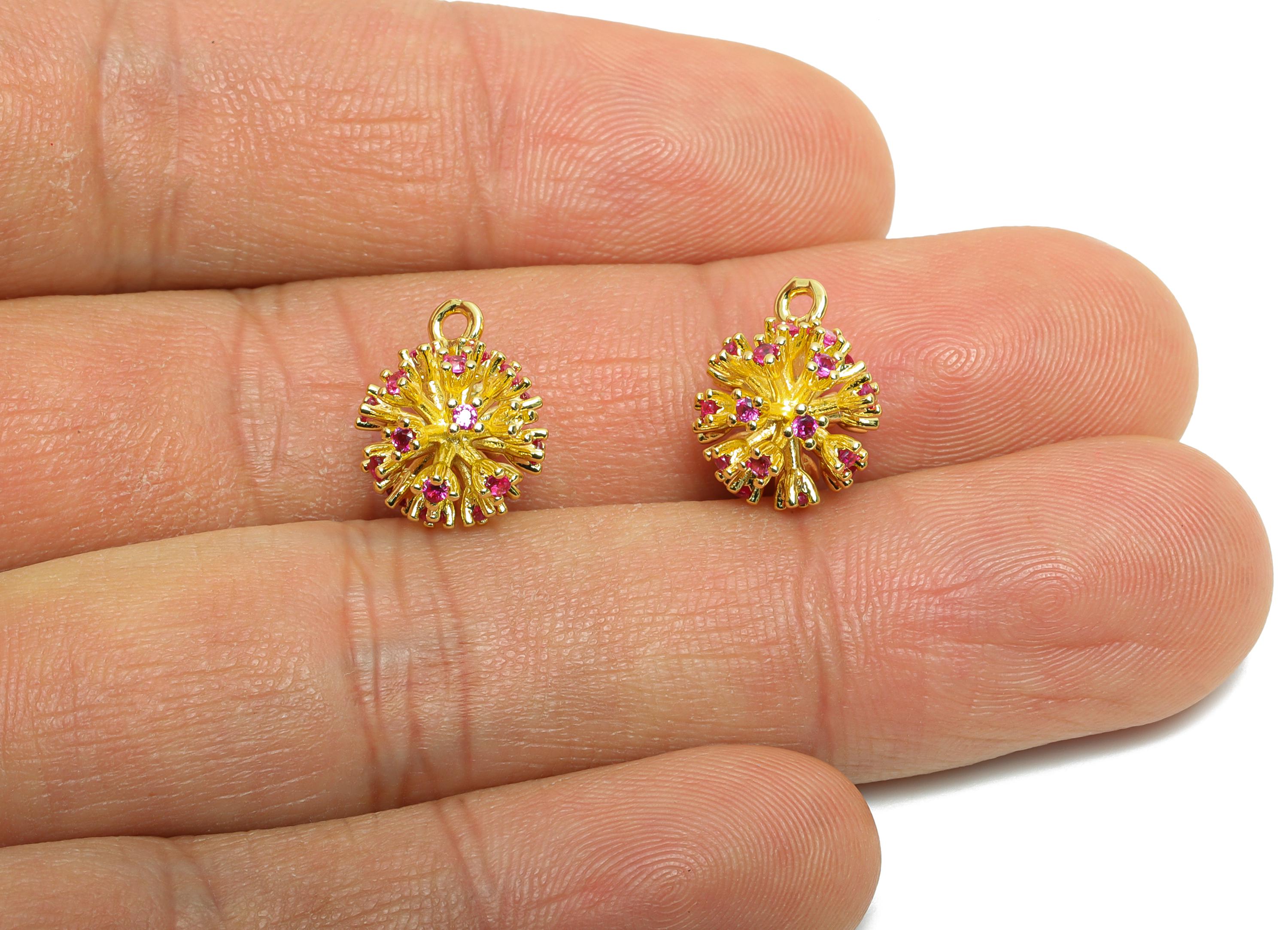 Brass Flower Earring Charm - Textured Gold Snowflake Ball Charm - Dainty CZ Jewelry - 18K Real Gold Plated - 13.23x10.65x10.65mm - RGP10457 - DOMEDBAZAAR