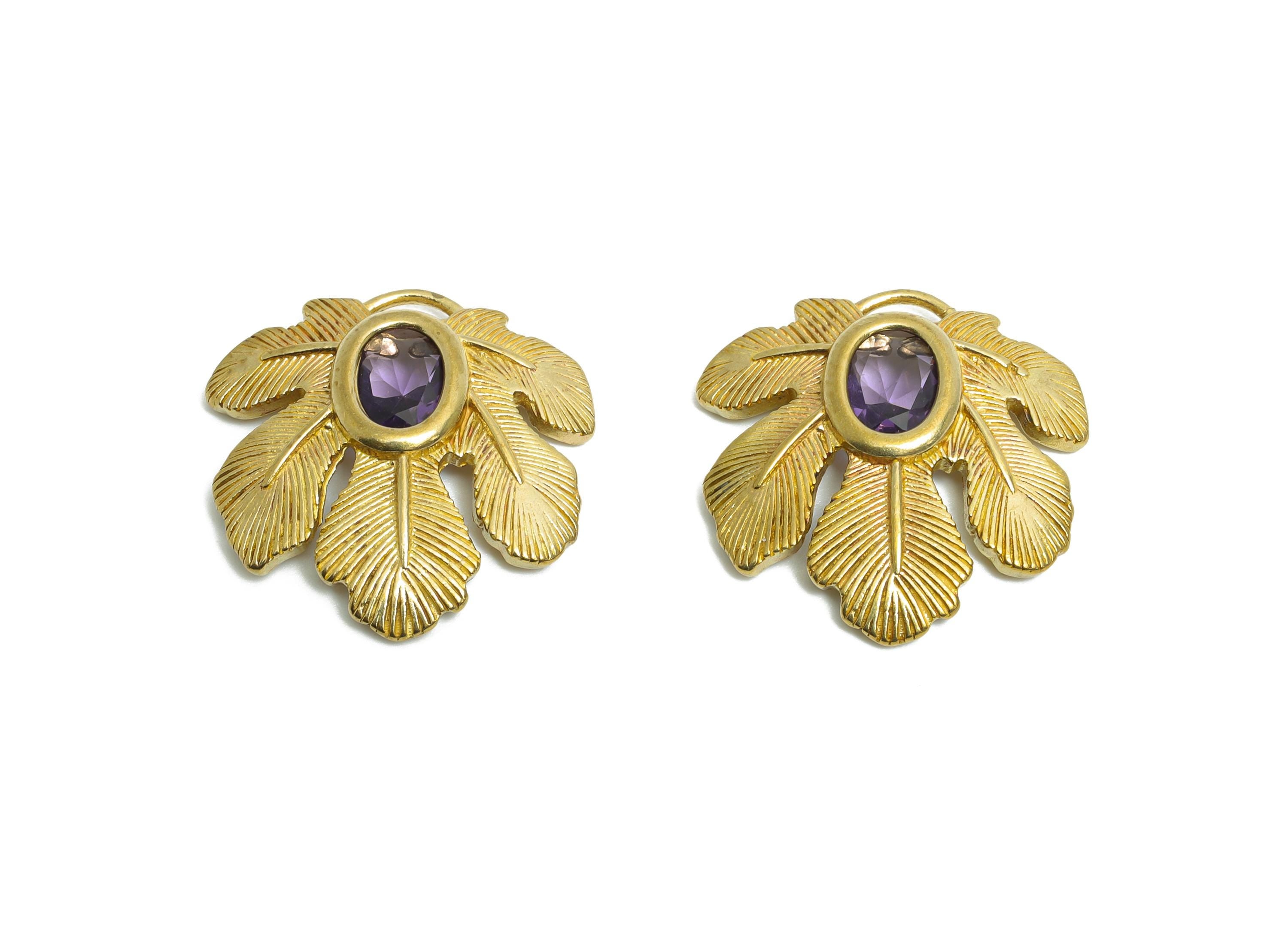 Raw Brass Leaf Charms- Brass Tropical Leaf Charm - Elegant Purple Crystal Botanical Charms - Refined Jewelry Making - 22.3x22.3x4mm -PP11091 - DOMEDBAZAAR