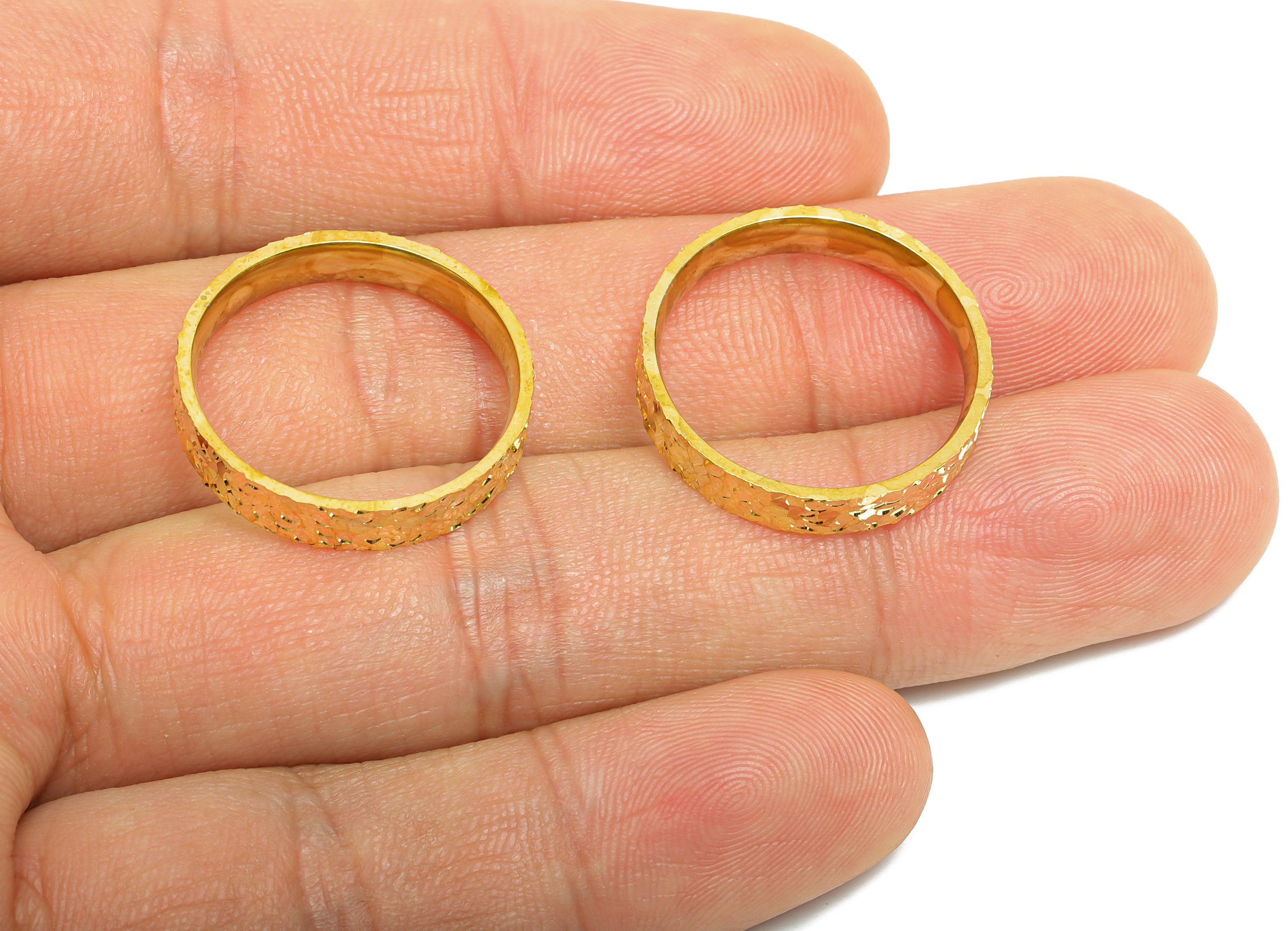 22mm Brass Rings - Raw Brass Textured Wide Rings Jewelry - Minimalist Everyday Wear Rings - Stylish Jewelry Brass - 22x22x4mm - PP11182-9 - DOMEDBAZAAR