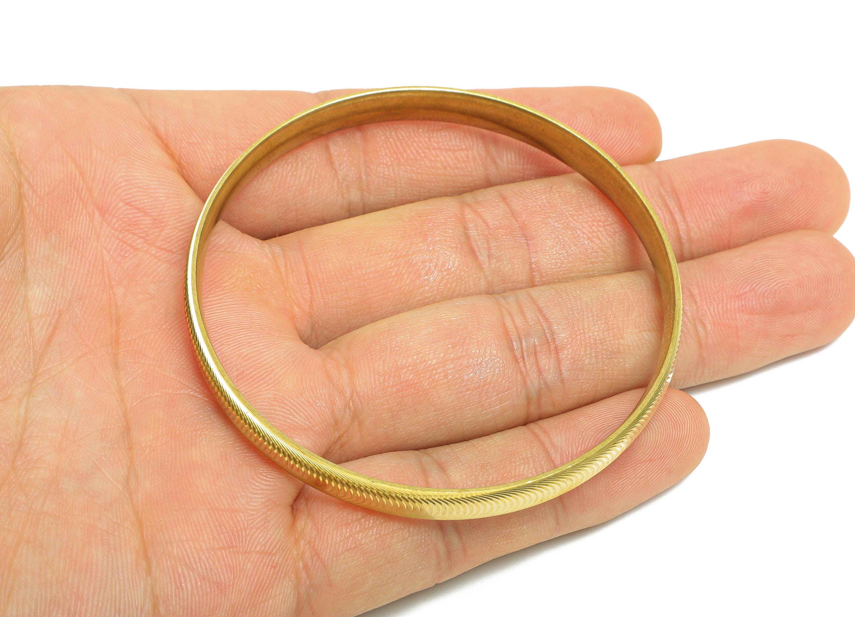 65mm Brass Hoop Bracelet - Raw Brass Textured Wide Bangle - Sparkling Bracelet - Everyday Wear Jewelry - 64.53x64.52x7mm - PP11140 - DOMEDBAZAAR