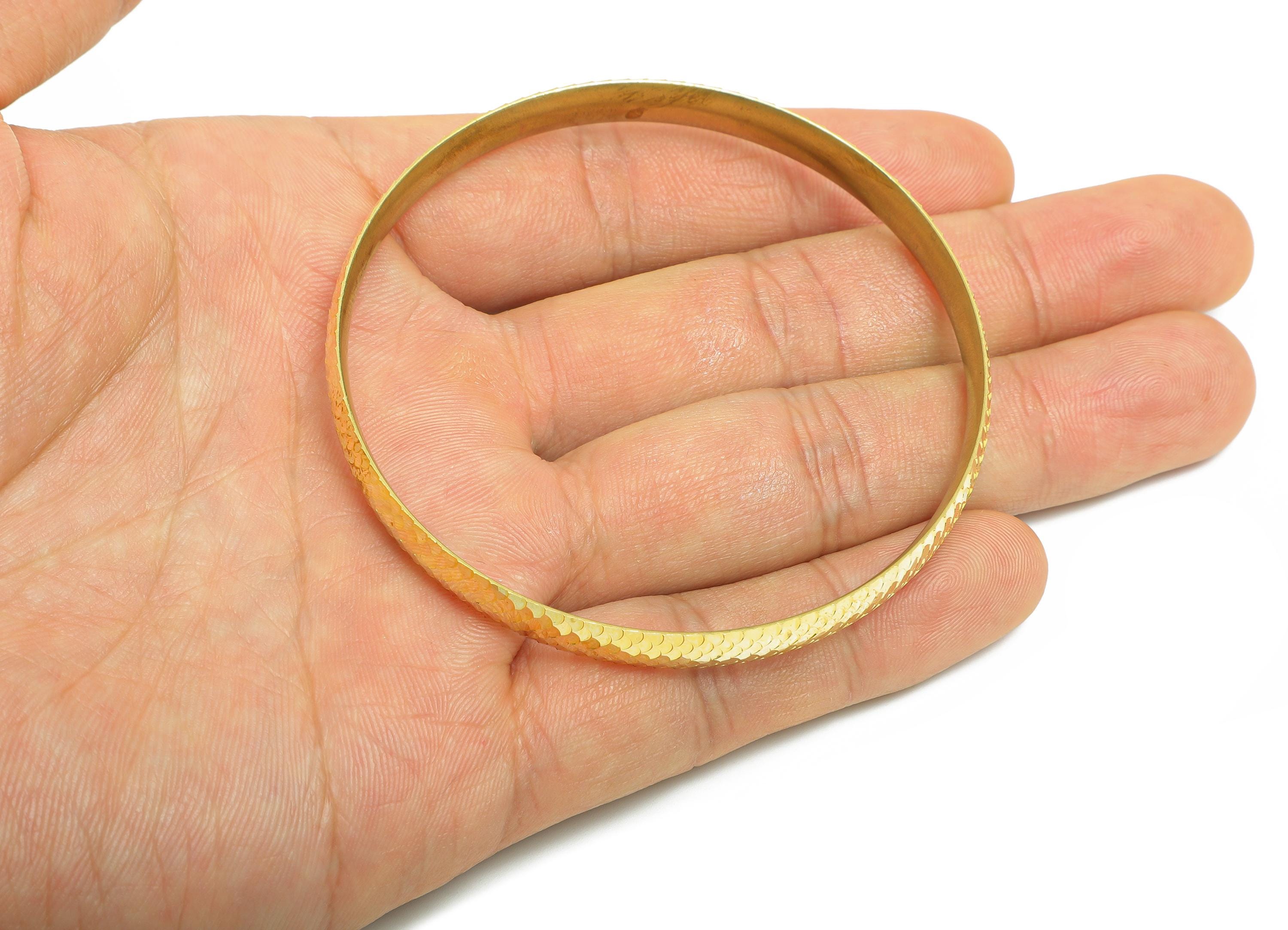 66mm Brass Hoop Bracelet - Raw Brass Textured Wide Bangle - Fish Scale Pattern Bracelet - Classic Jewelry - 66.53x66.94x7mm - PP11185 - DOMEDBAZAAR