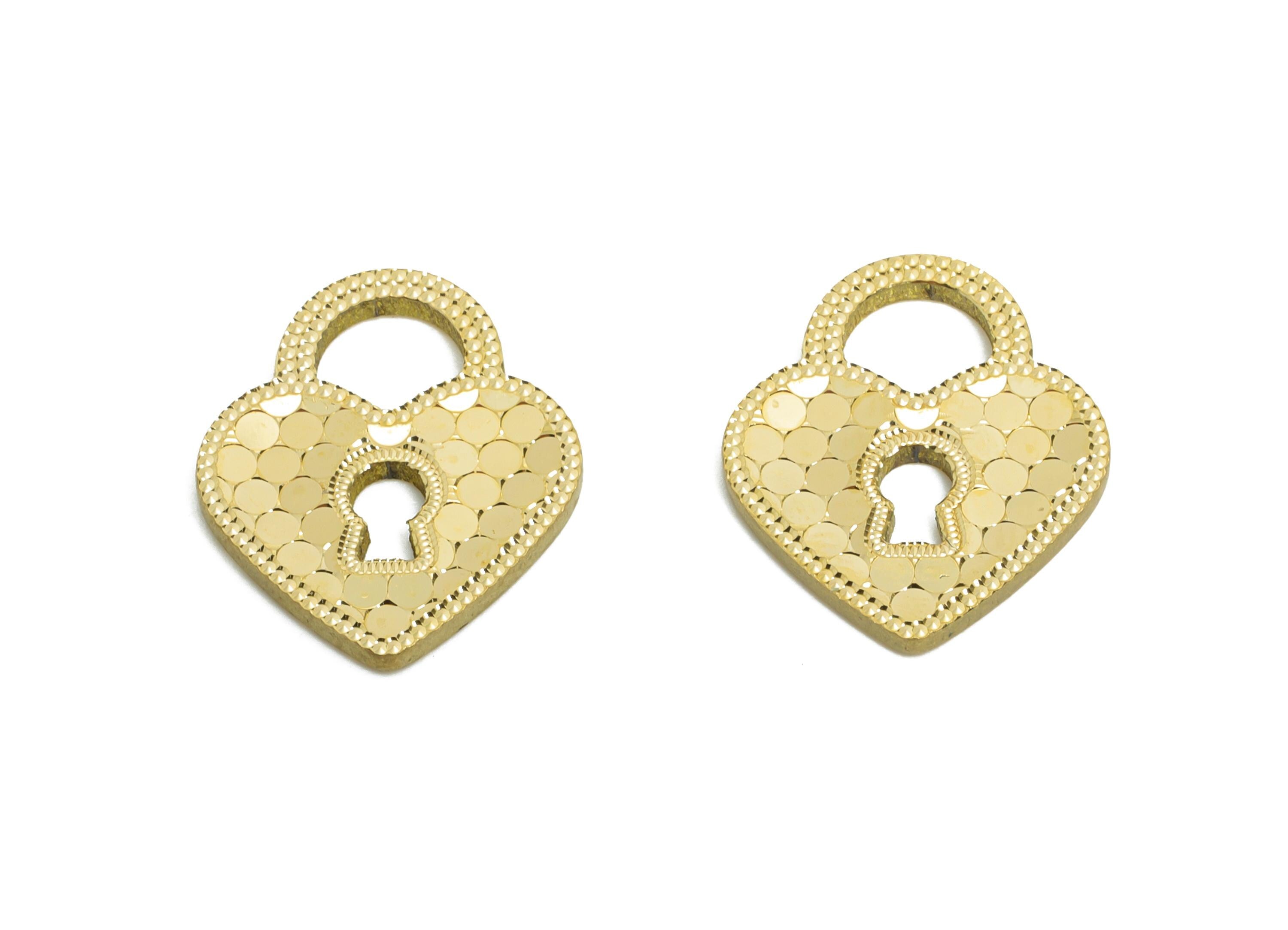 Raw Brass Heart Charms - Brass Heart Lock Charm For Bracelet - Textured Laser Cut Charm - Dainty Boho Chic Pendant - 15x13.1x1mm - PP11180 - DOMEDBAZAAR