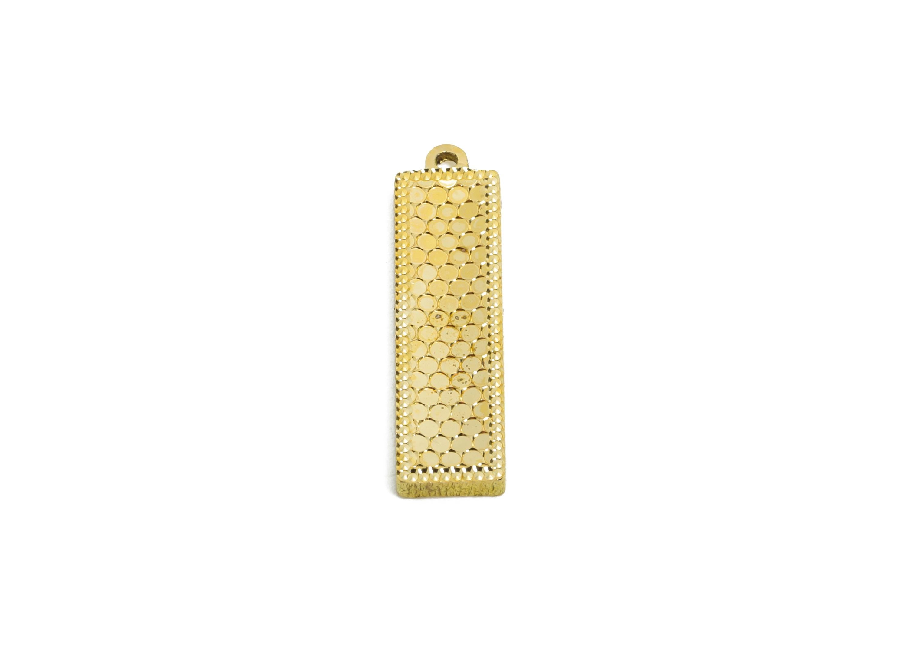 Raw Brass Rectangle Charms - Textured Geometry Bracelet Charms - Textured Laser Cut Charm - DIY Jewelry Making Supplies - 19x5x1mm - PP11179 - DOMEDBAZAAR